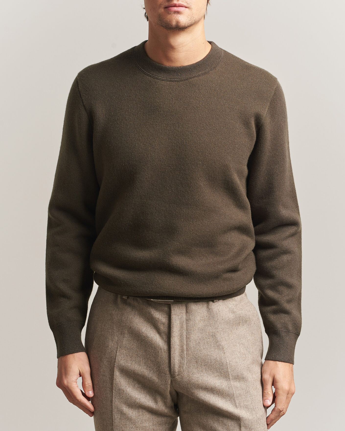 Herre | Gensere | BOSS CAMEL | Farrison Cashmere Knitted Sweater Open Green