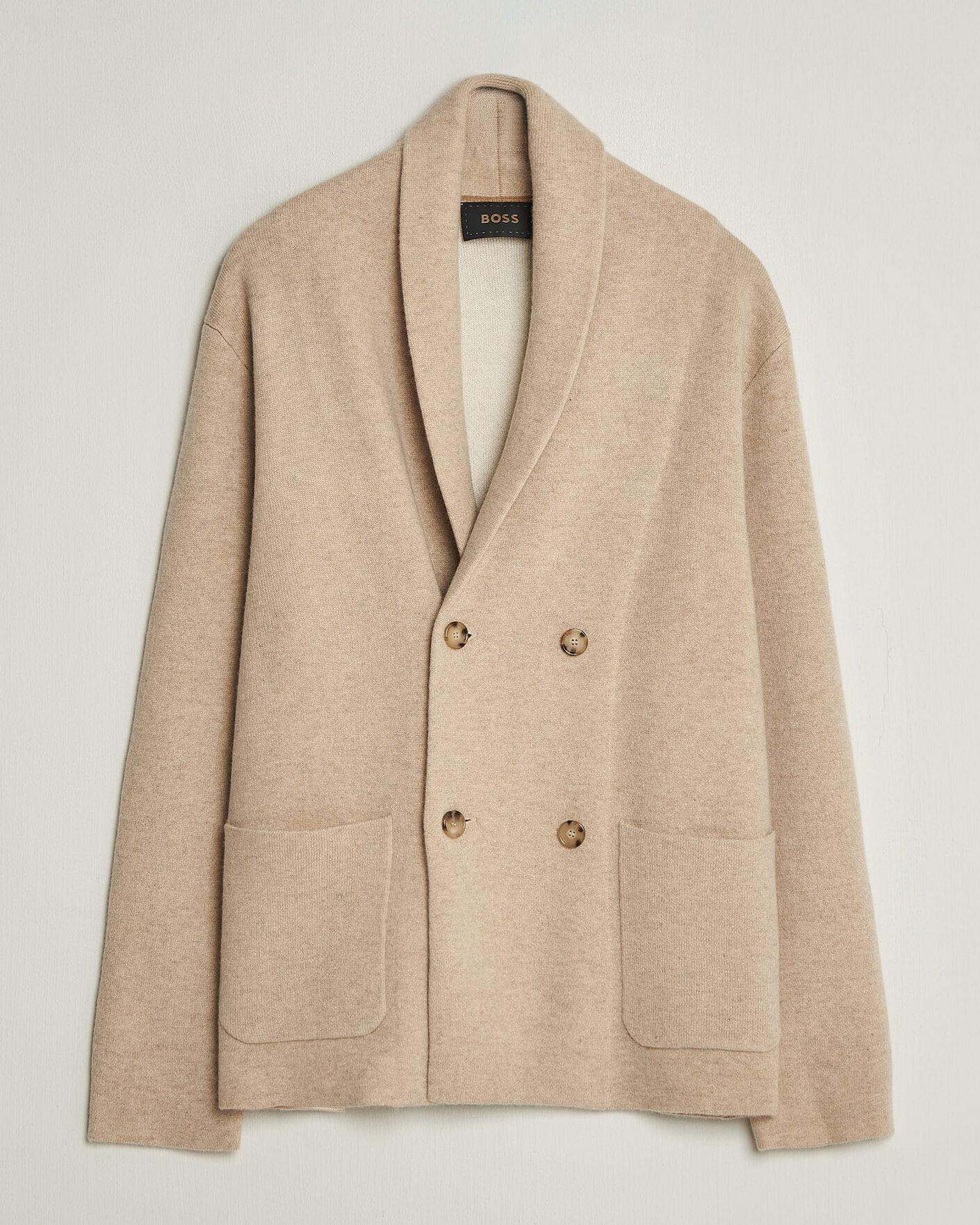 Herre | Gensere | BOSS CAMEL | Fenturo Wool Knitted Cardigan Light Beige
