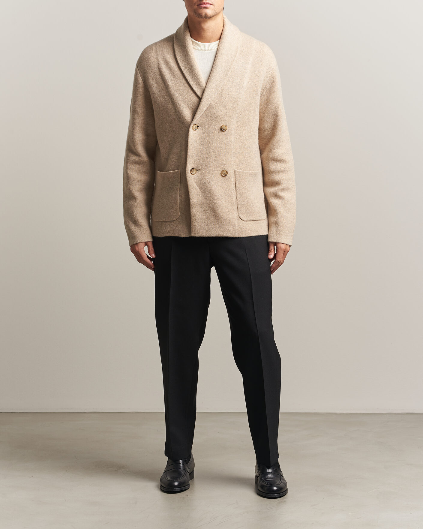 Herre | Gensere | BOSS CAMEL | Fenturo Wool Knitted Cardigan Light Beige