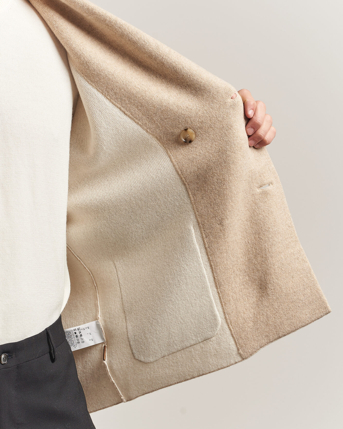 Herre | Gensere | BOSS CAMEL | Fenturo Wool Knitted Cardigan Light Beige
