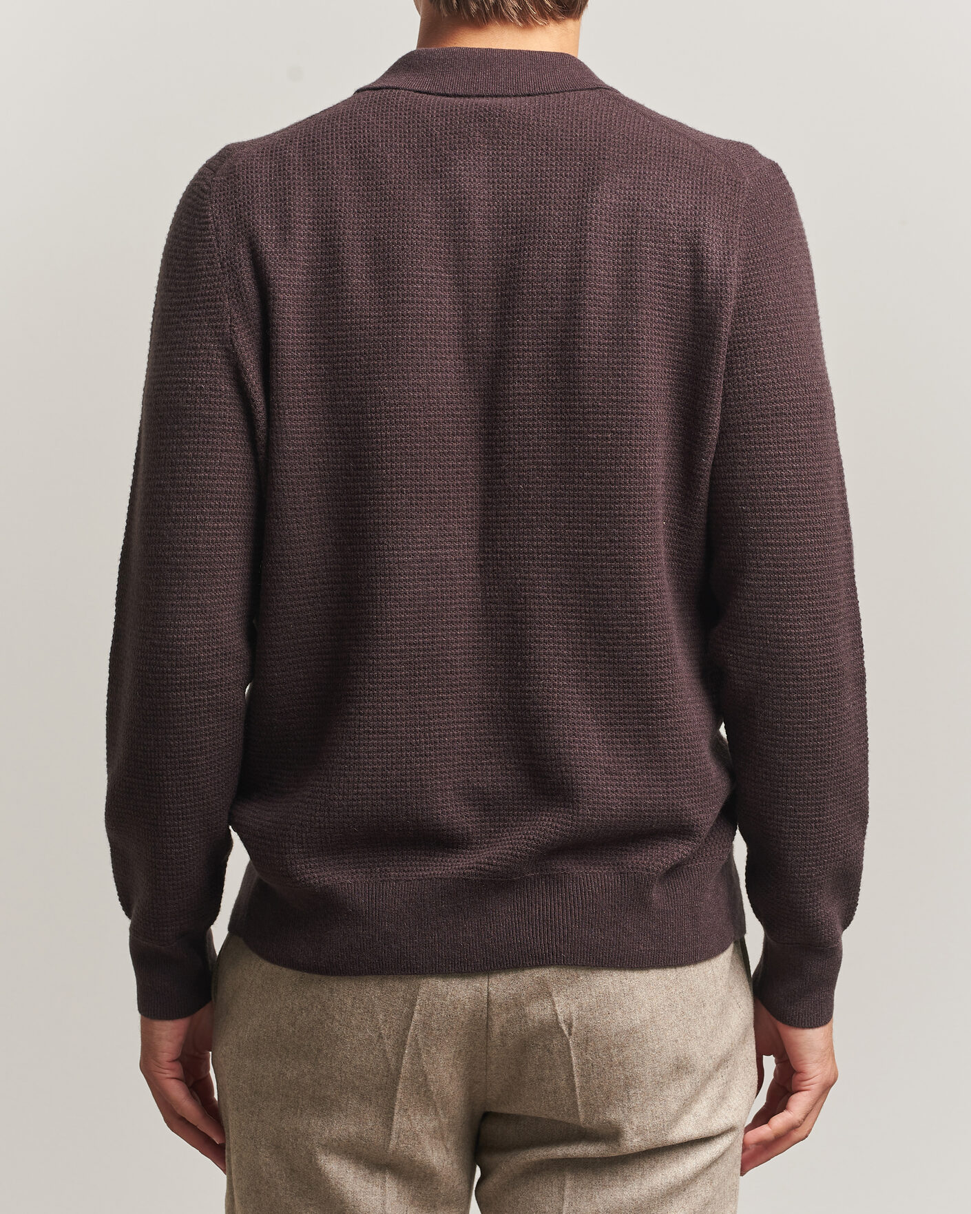 Herre | Gensere | BOSS CAMEL | Filo Wool Knitted Polo Open Brown