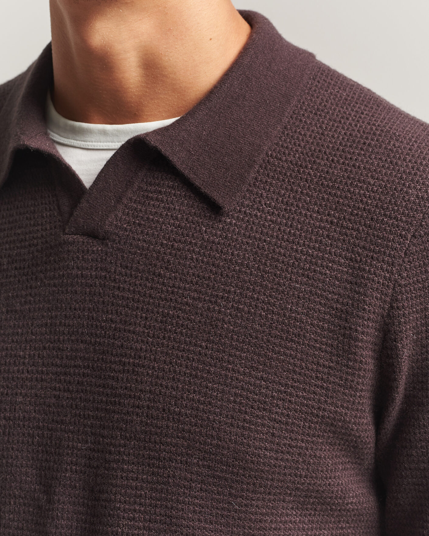 Herre | Gensere | BOSS CAMEL | Filo Wool Knitted Polo Open Brown