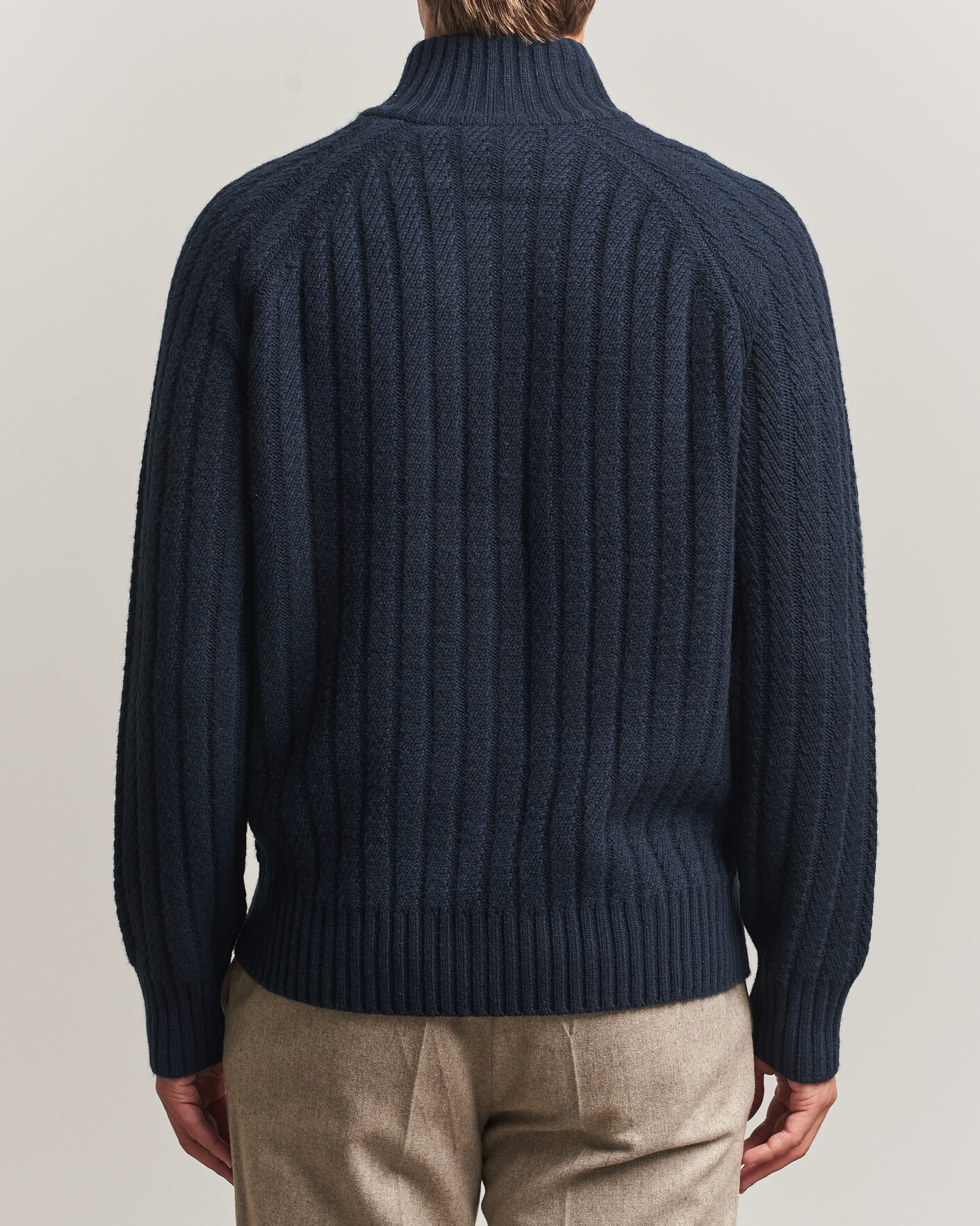 Herre | Gensere | BOSS CAMEL | Filane Wool Knitted Full Zip Dark Blue