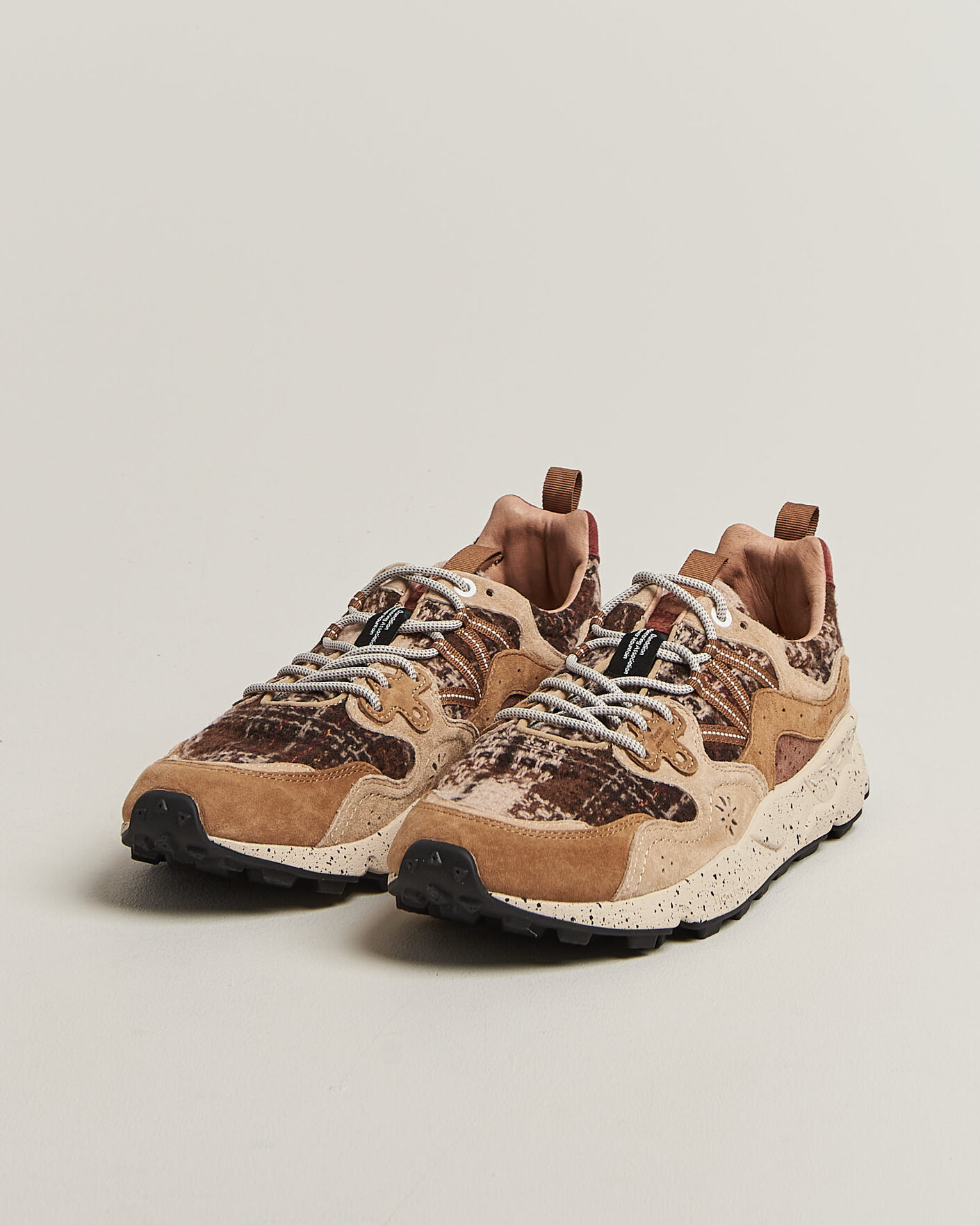 Herre | Sneakers | Flower Mountain | Yamano 3 Suede/Wool Check Sneaker Brown