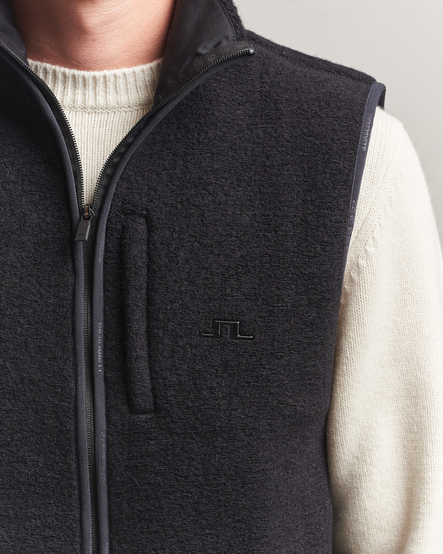 Herre | Vester | J.Lindeberg | Duncan Wool Fleece Vest Black