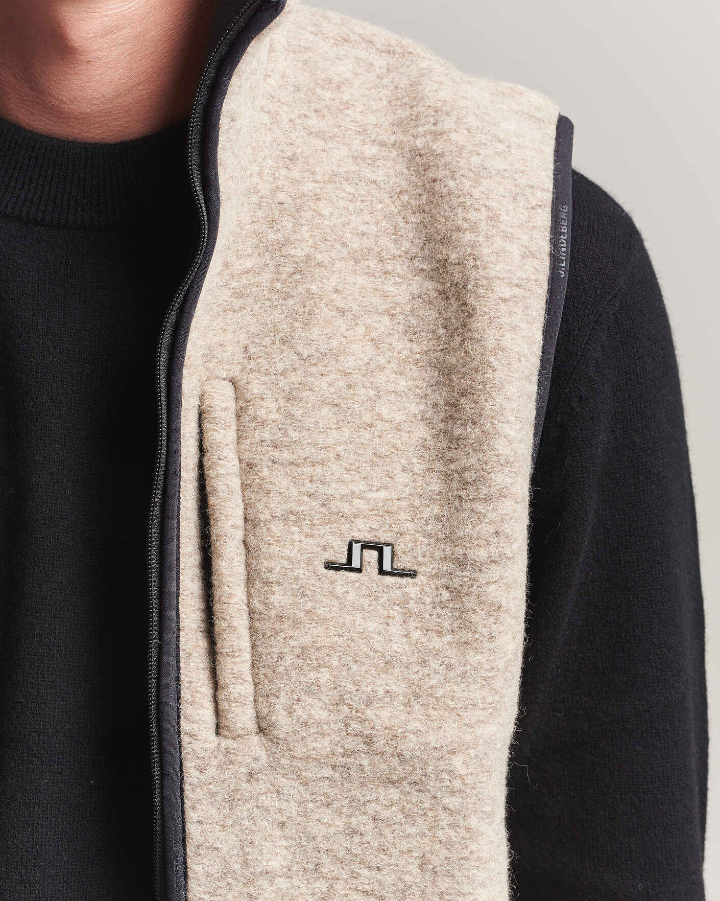 Herre | Vester | J.Lindeberg | Duncan Wool Fleece Vest Moonbeam