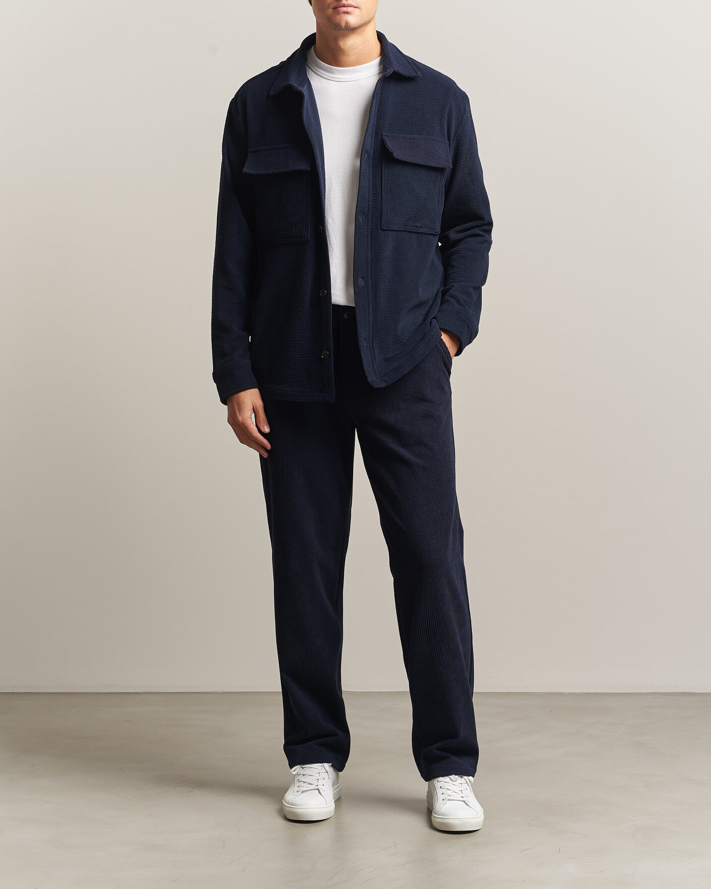 Herre | Skjorter | J.Lindeberg | Finnigan Drape Cord Overshirt JL Navy