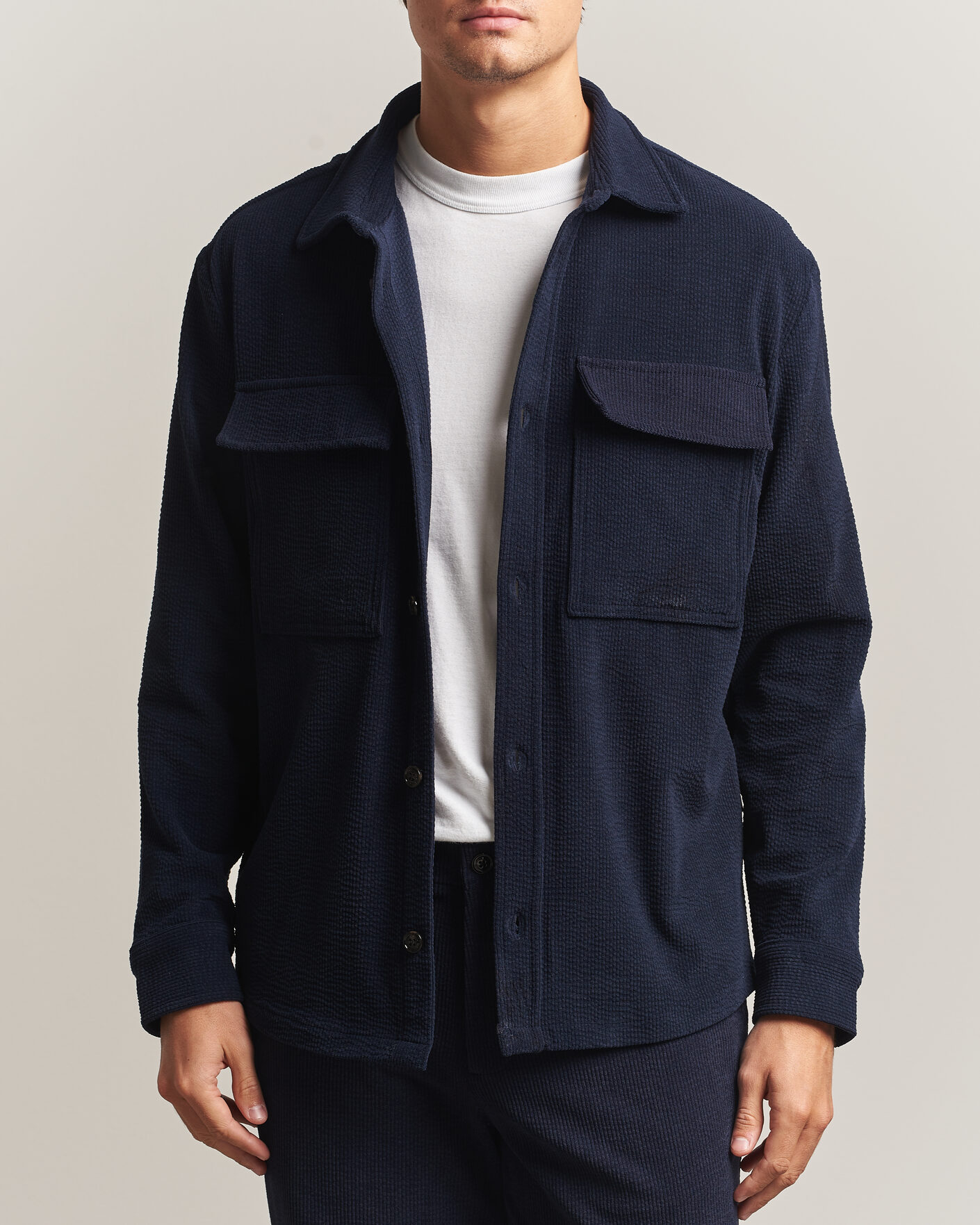 Herre | Skjorter | J.Lindeberg | Finnigan Drape Cord Overshirt JL Navy