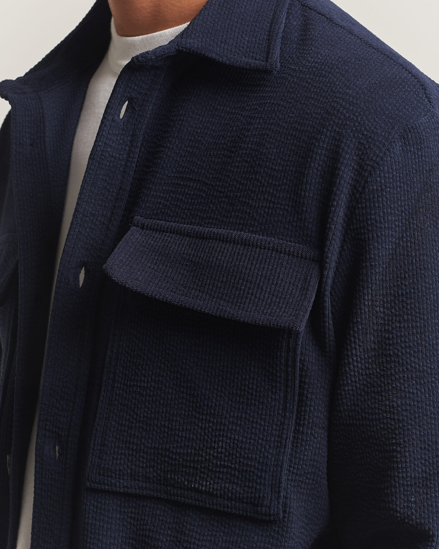 Herre | Skjorter | J.Lindeberg | Finnigan Drape Cord Overshirt JL Navy
