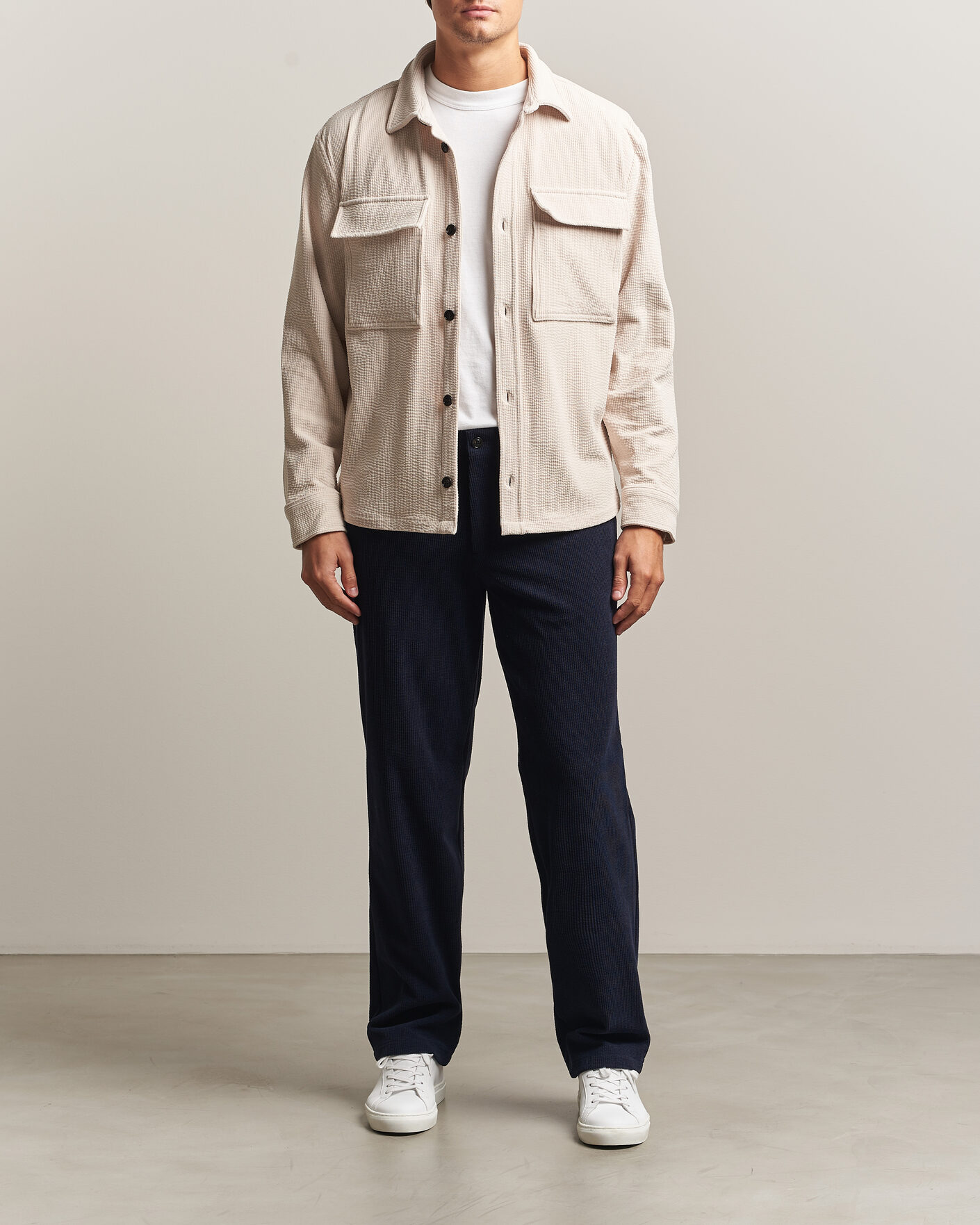 Herre | Skjorter | J.Lindeberg | Finnigan Drape Cord Overshirt Moonbeam