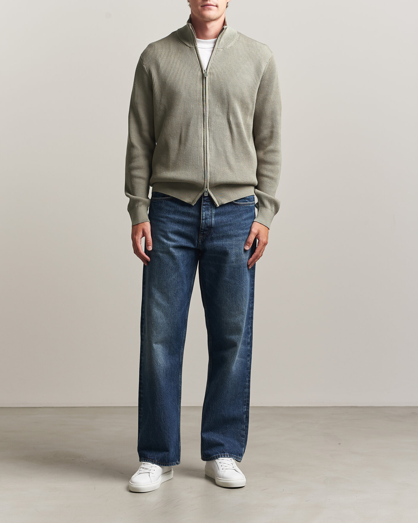 Herre | Gensere | J.Lindeberg | Alexis Cotton Full Zip Brindle