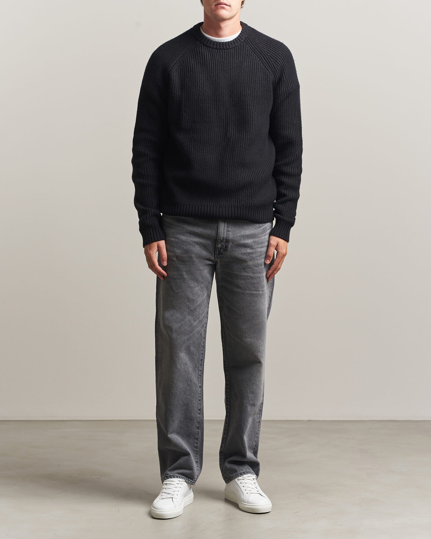 Herre | Gensere | J.Lindeberg | Hallow Wool Blend Knitted Sweater Black