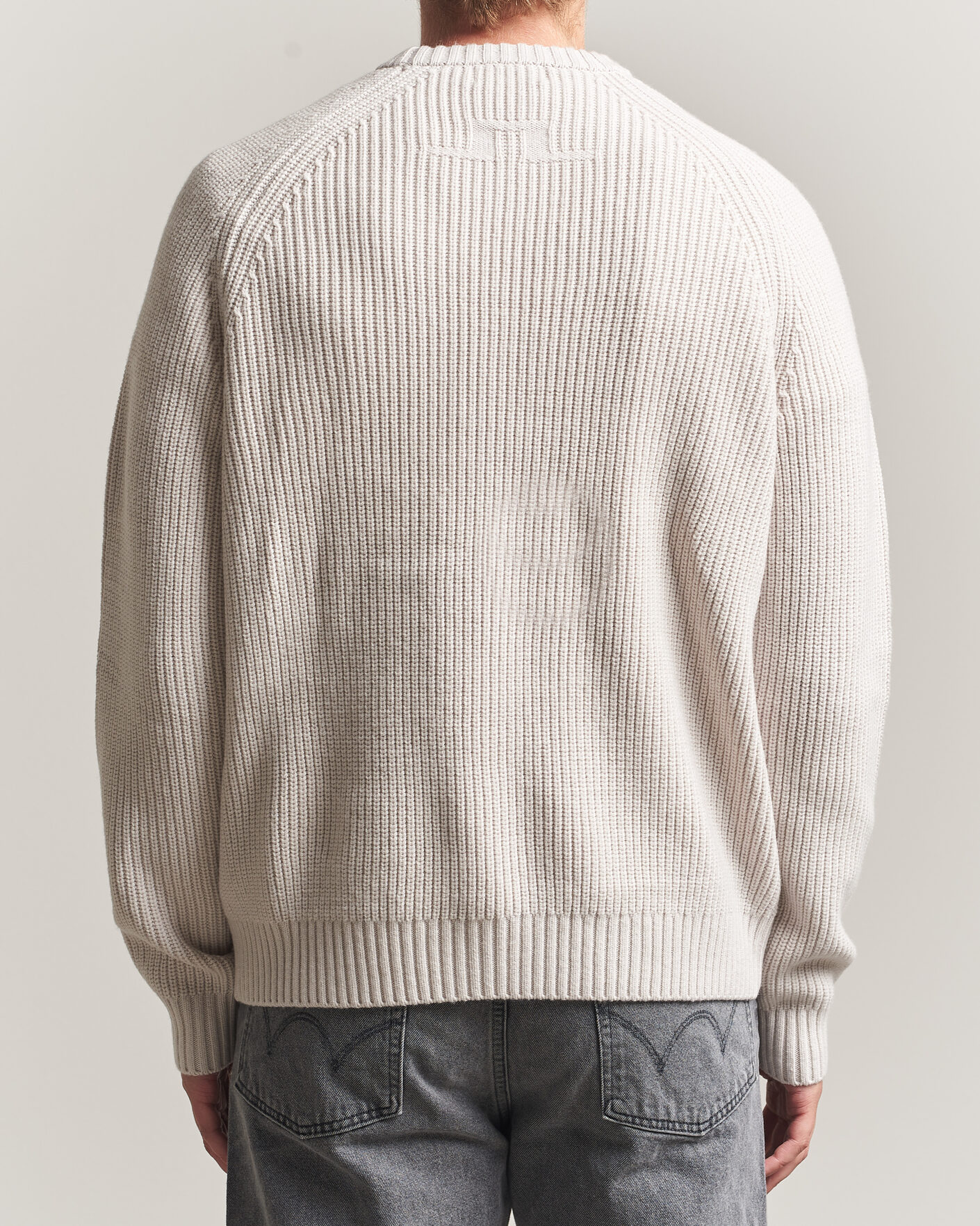 Herre | Gensere | J.Lindeberg | Hallow Wool Blend Knitted Sweater Moonbeam
