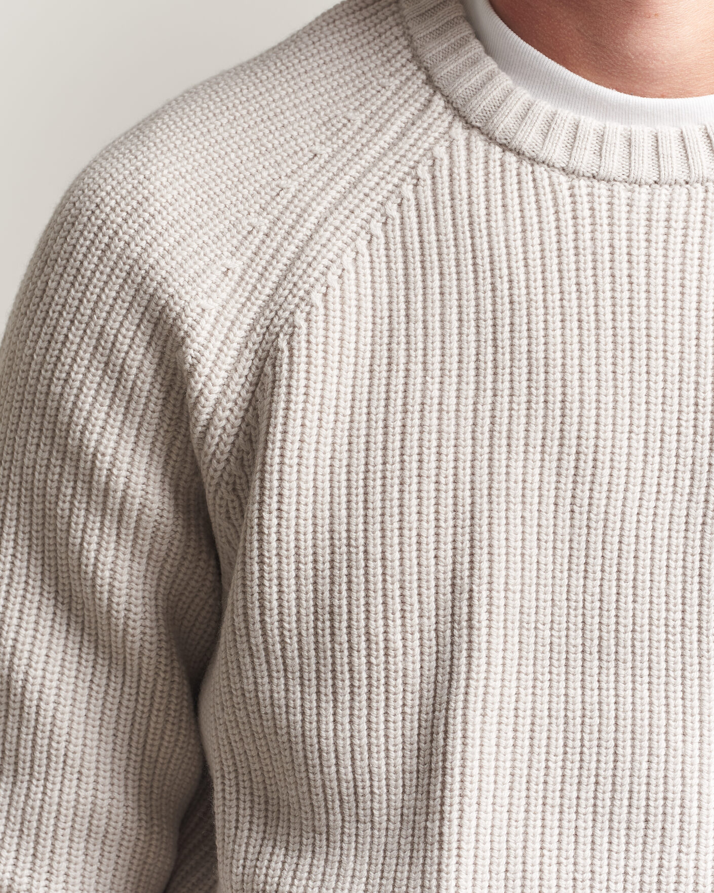 Herre | Gensere | J.Lindeberg | Hallow Wool Blend Knitted Sweater Moonbeam
