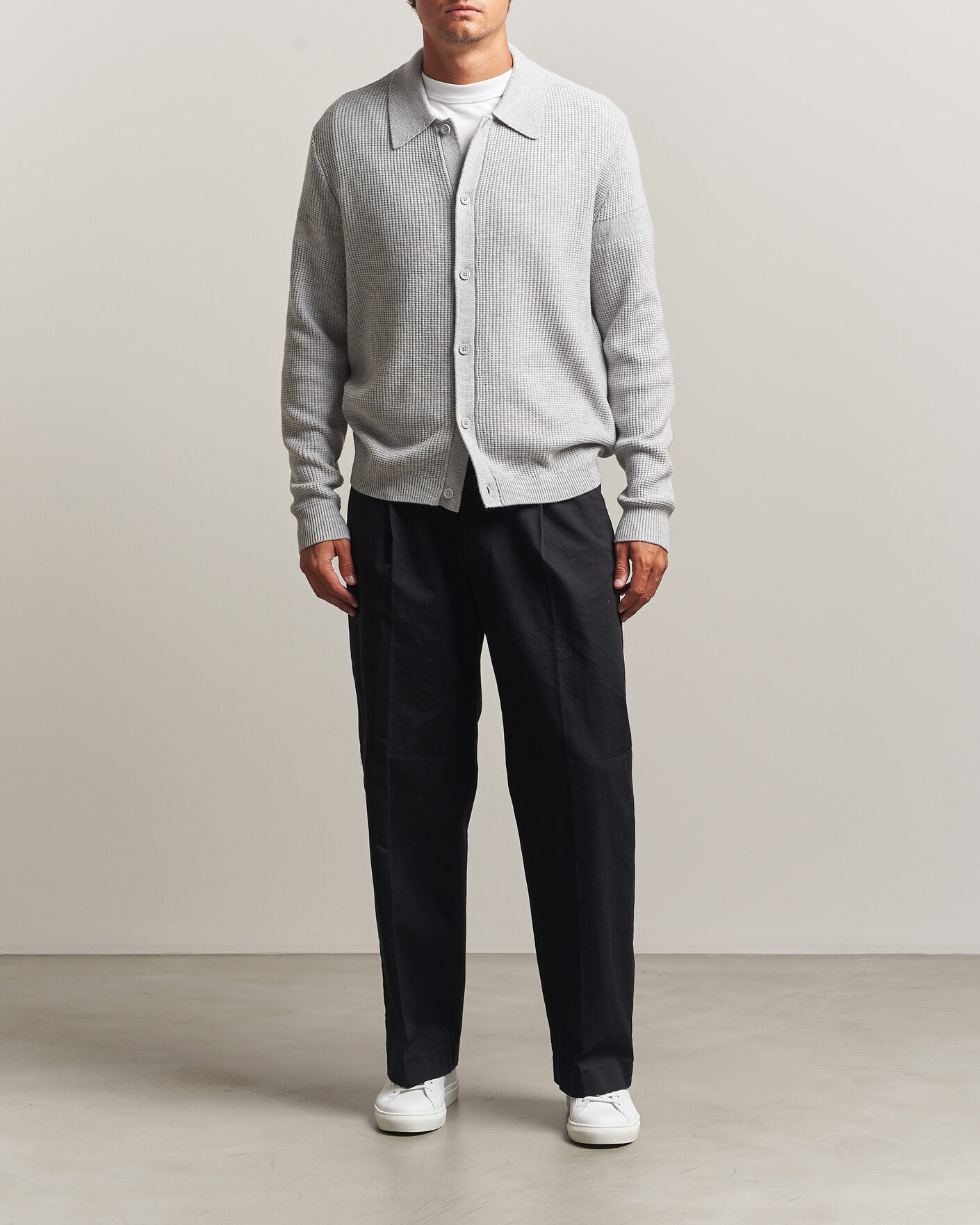 Herre | Gensere | J.Lindeberg | Willem Knitted Cardigan Light Grey Melange