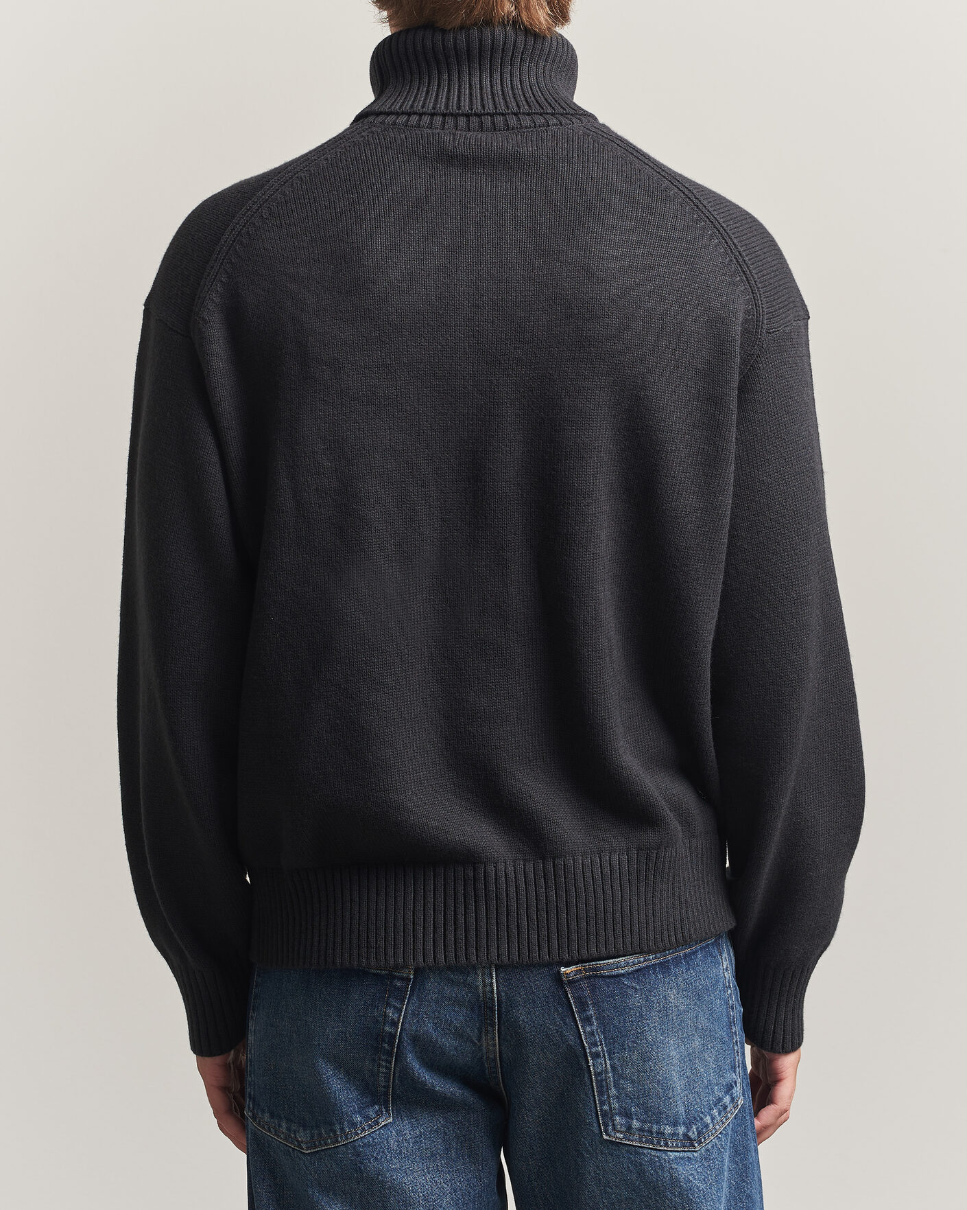 Herre | Gensere | J.Lindeberg | Eddy Wool/Cotton Knitted Turtleneck Black