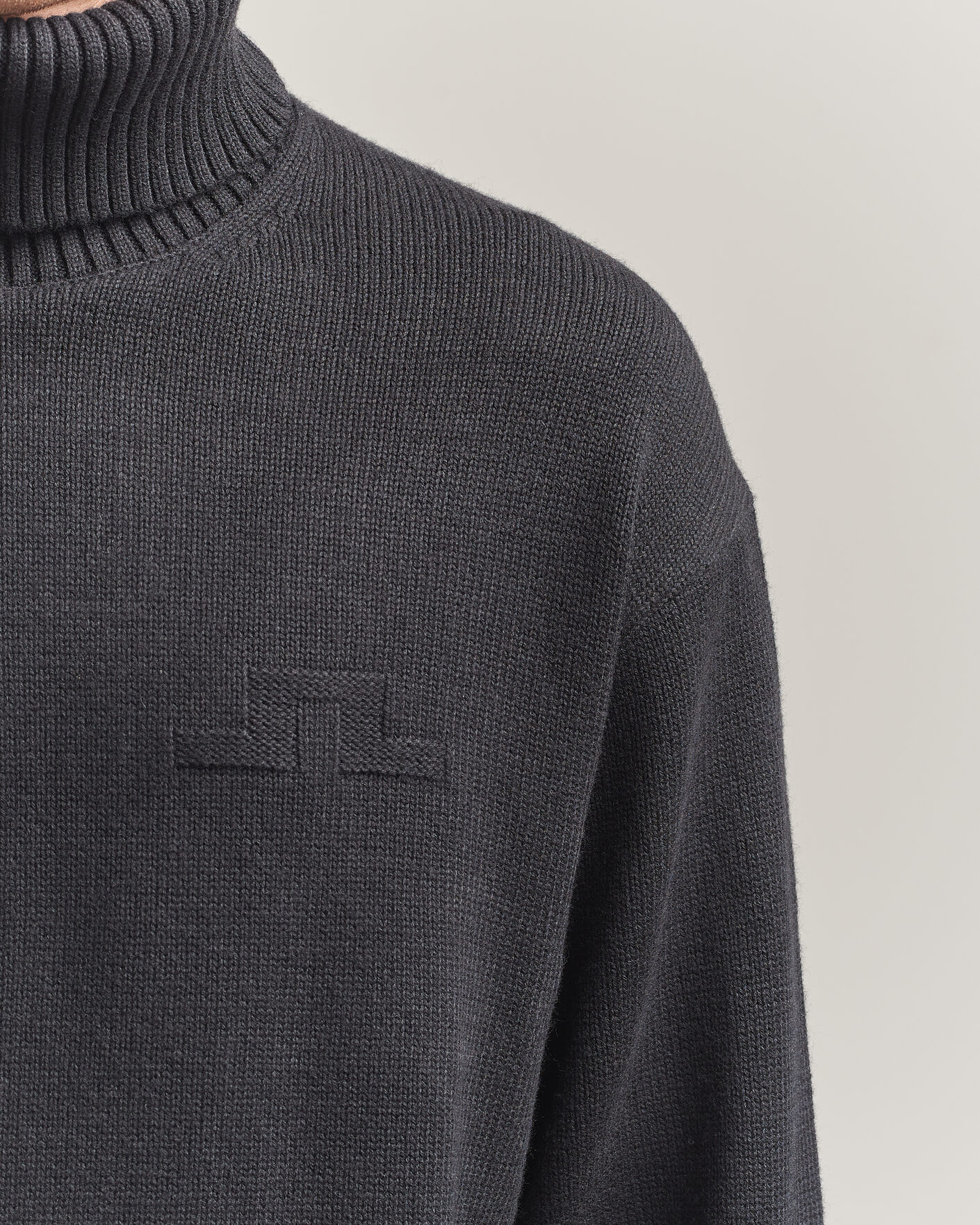 Herre | Gensere | J.Lindeberg | Eddy Wool/Cotton Knitted Turtleneck Black
