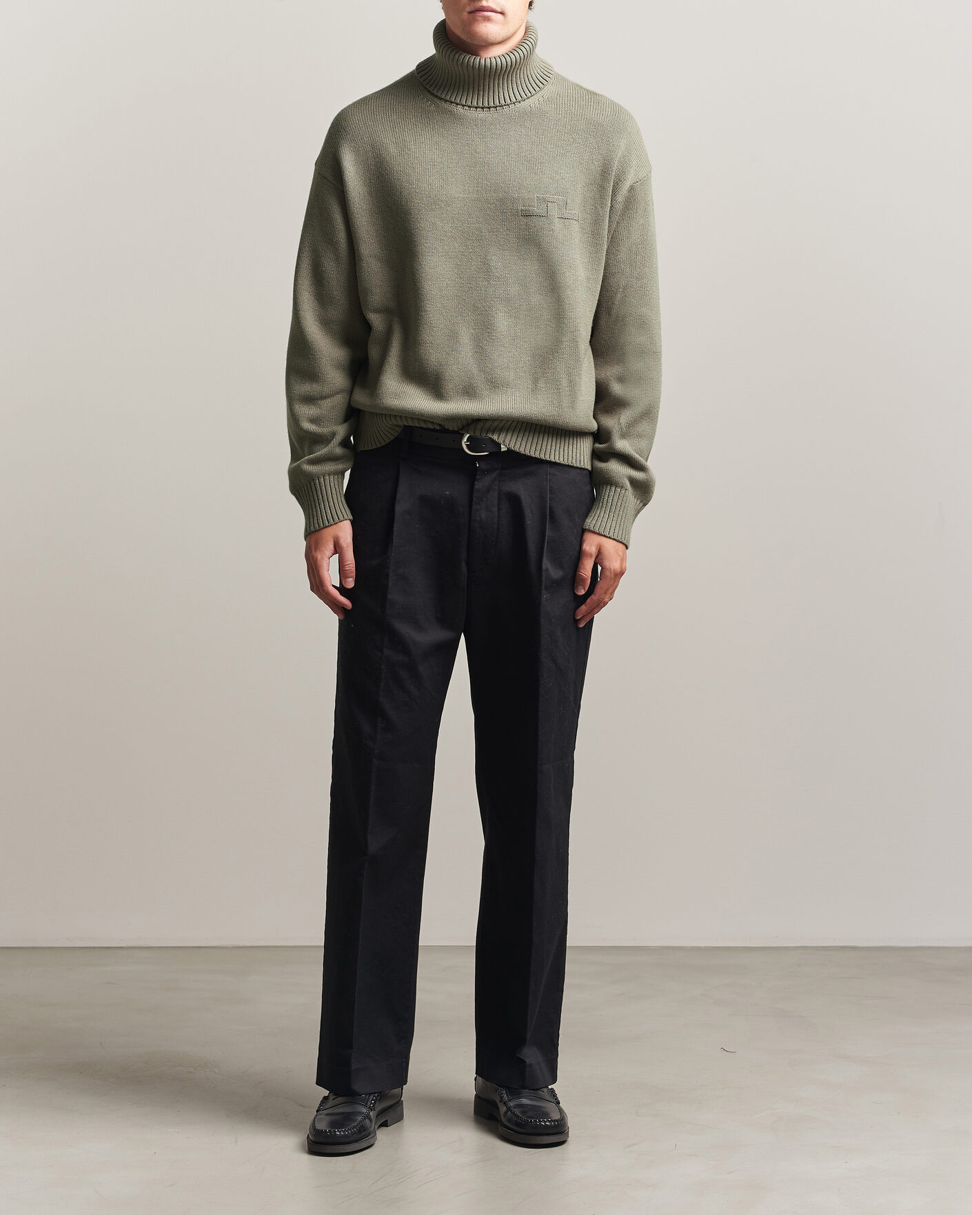 Herre | Gensere | J.Lindeberg | Eddy Wool/Cotton Knitted Turtleneck Brindle