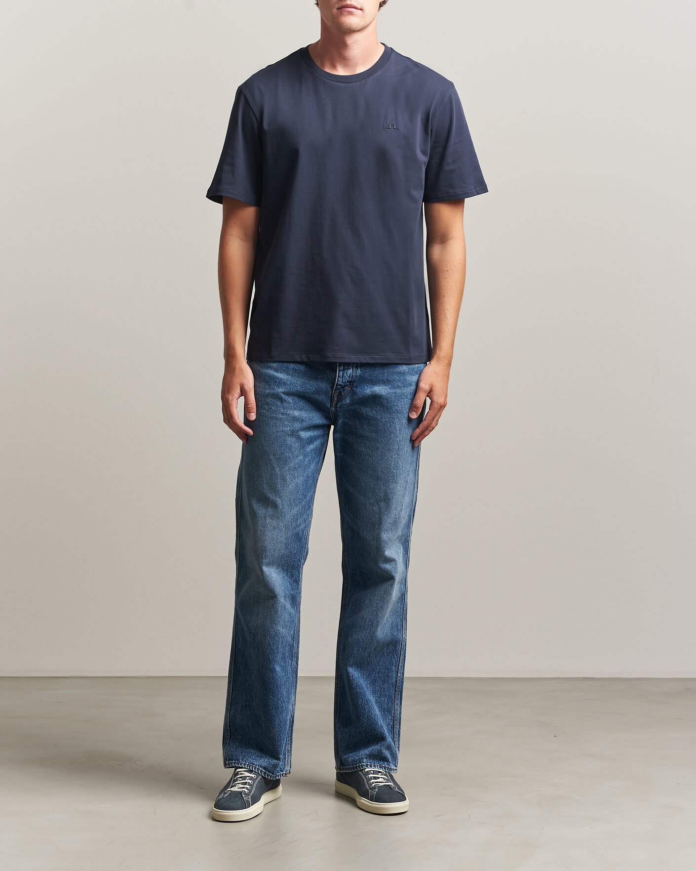 Herre | T-Shirts | J.Lindeberg | Alpha Crew Neck T-Shirt JL Navy