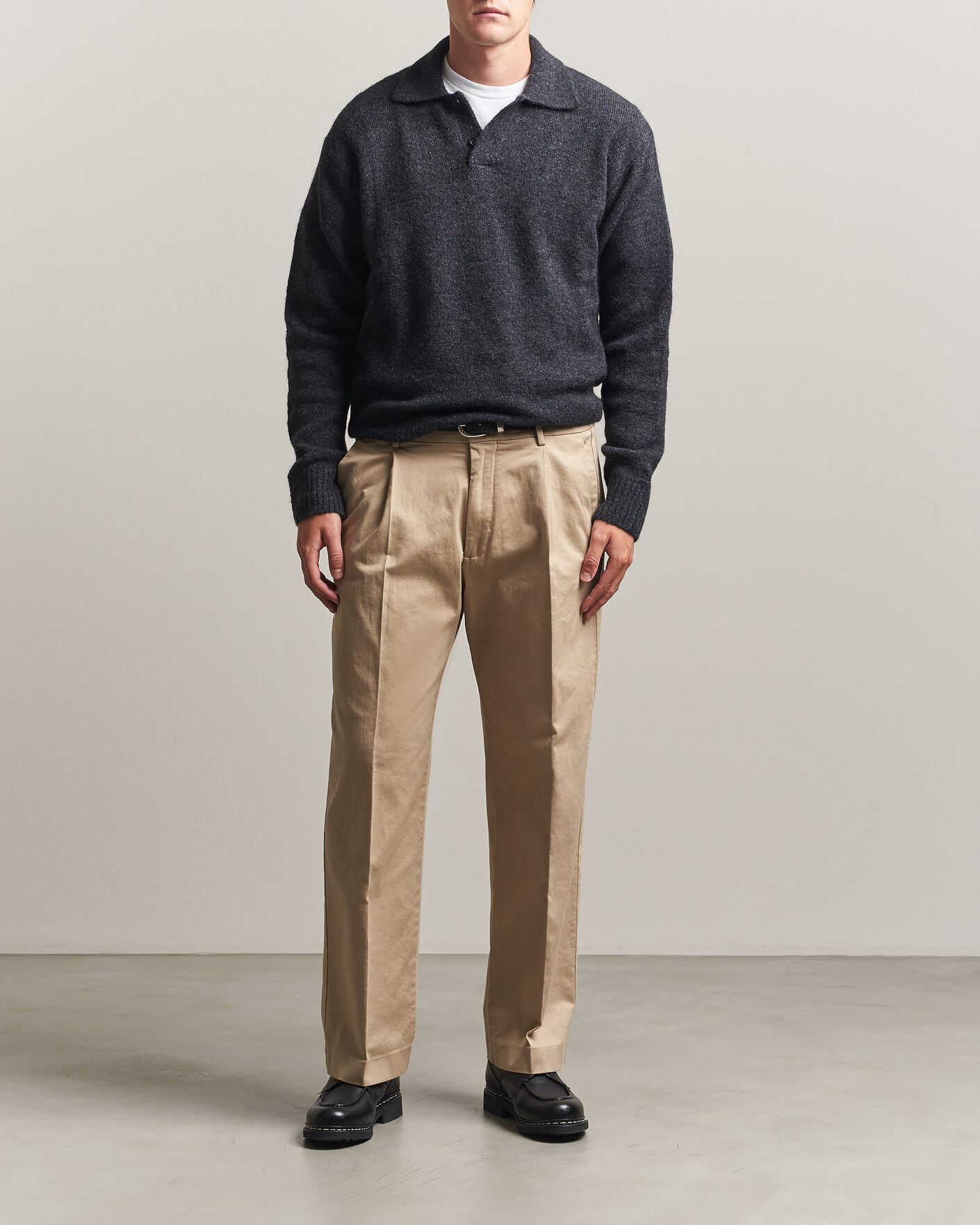 Herre | Gensere | Forét | Alpine Polo Knit Dark Grey Melange