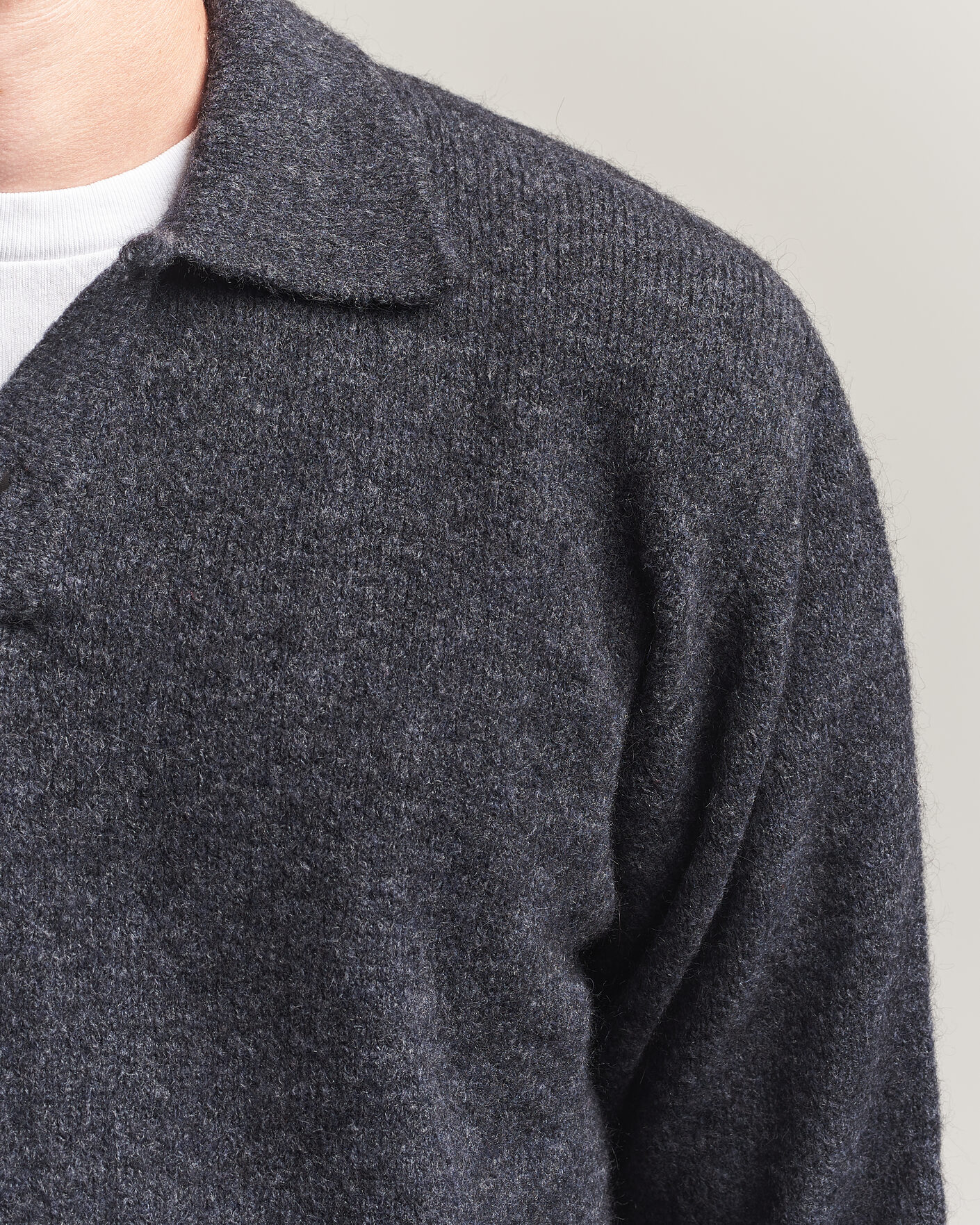 Herre | Gensere | Forét | Alpine Polo Knit Dark Grey Melange