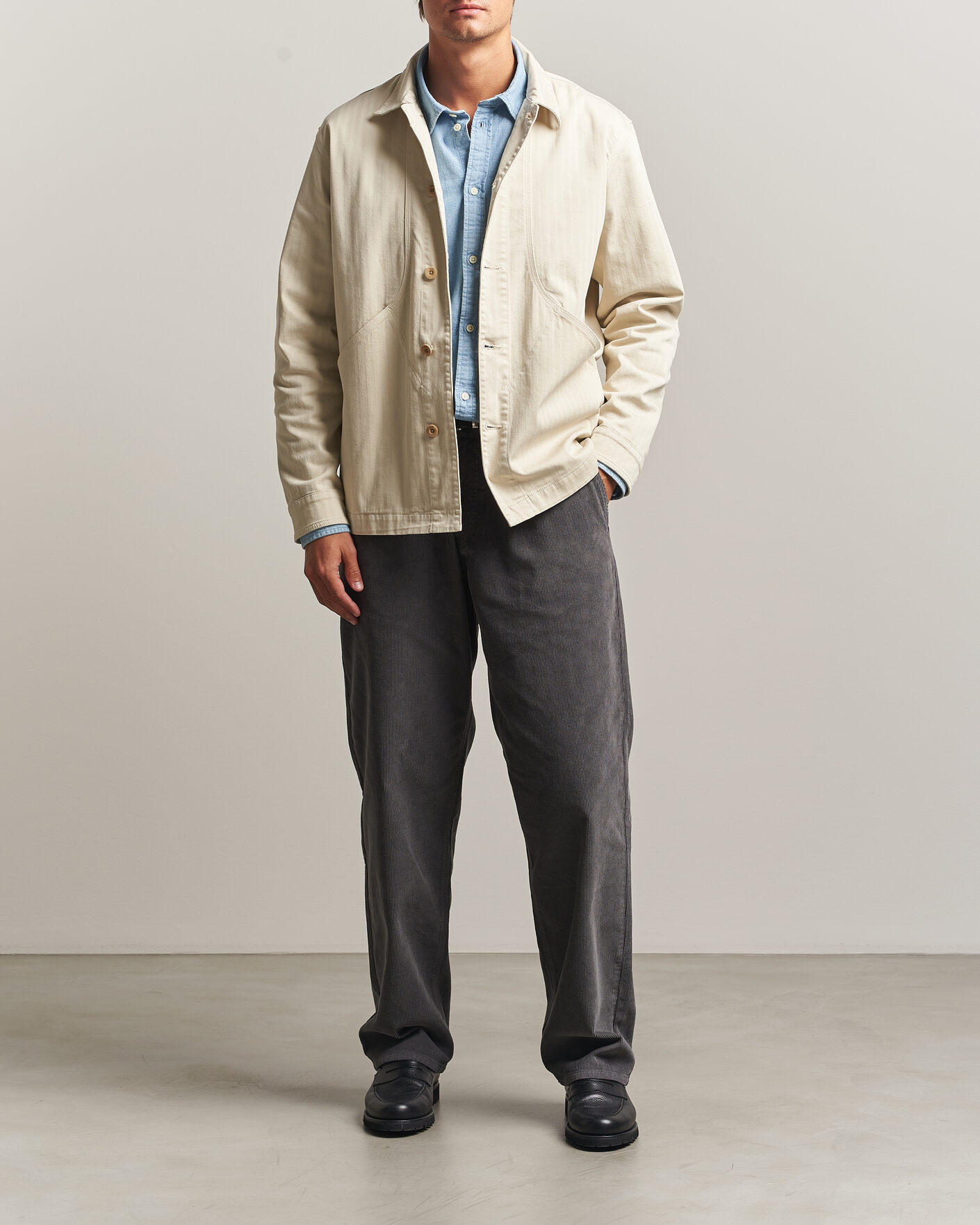 Herre | Skjorter | Forét | Berry Herringbone Overshirt Oat