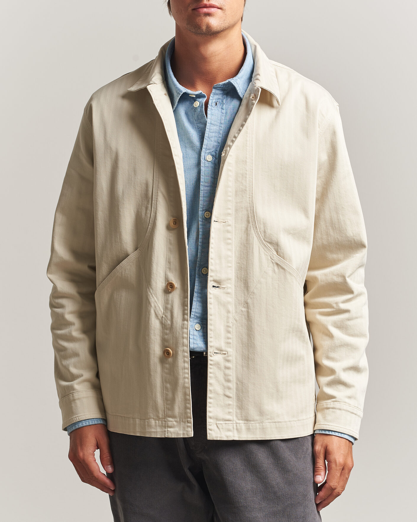 Herre | Skjorter | Forét | Berry Herringbone Overshirt Oat
