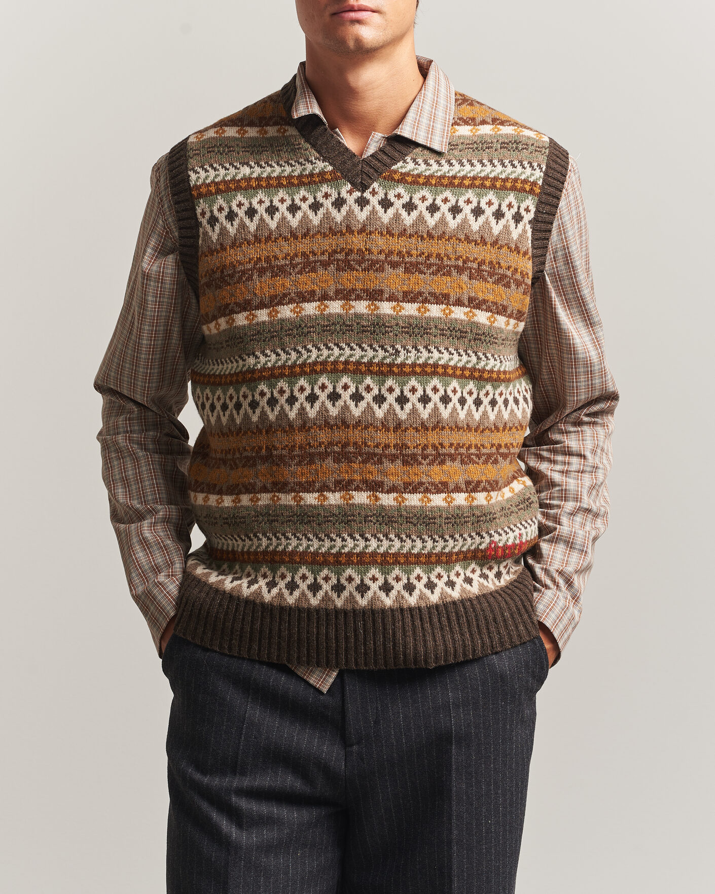 Herre | Gensere | Forét | Fairisle Lambswool Vest Thyme
