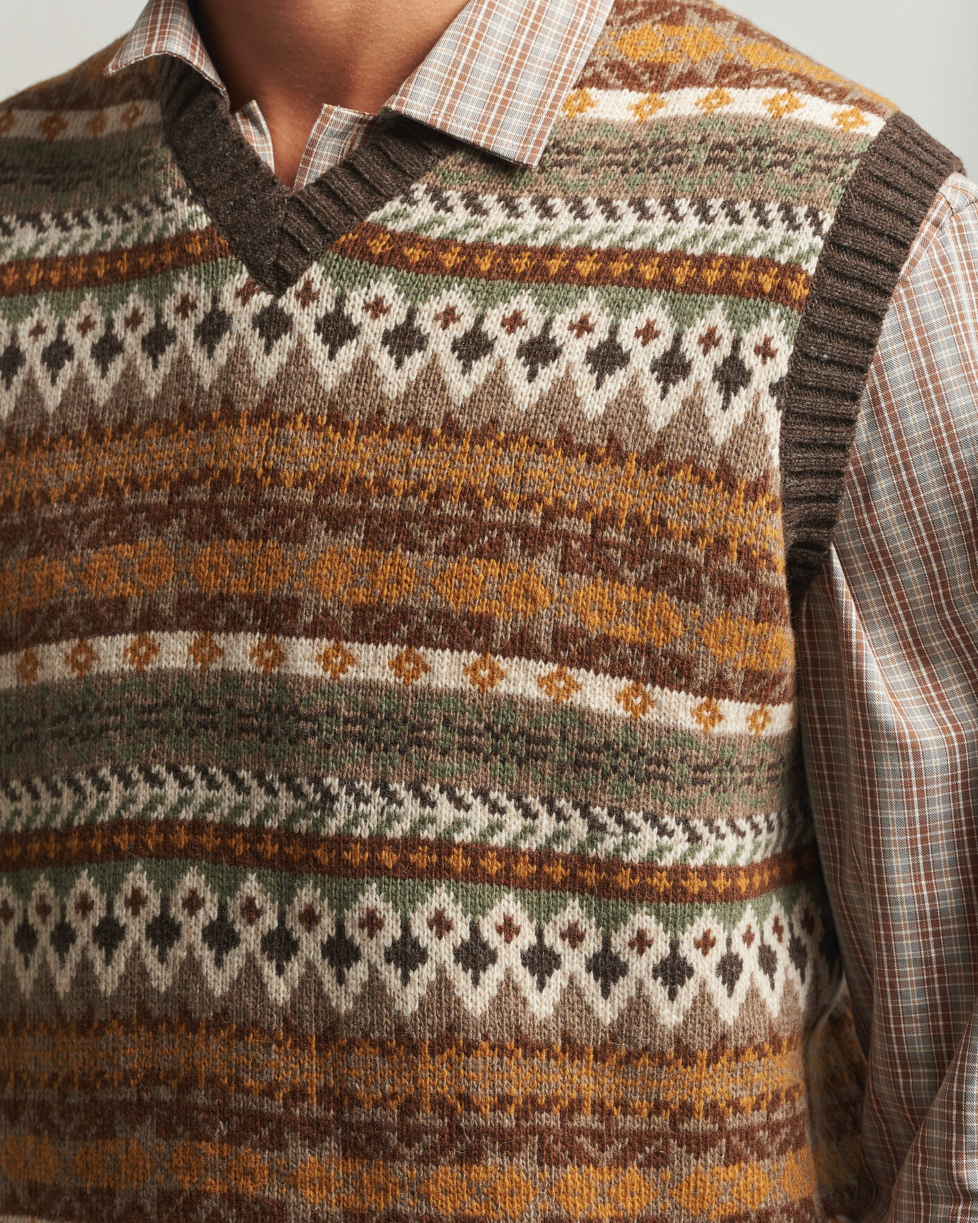 Herre | Gensere | Forét | Fairisle Lambswool Vest Thyme