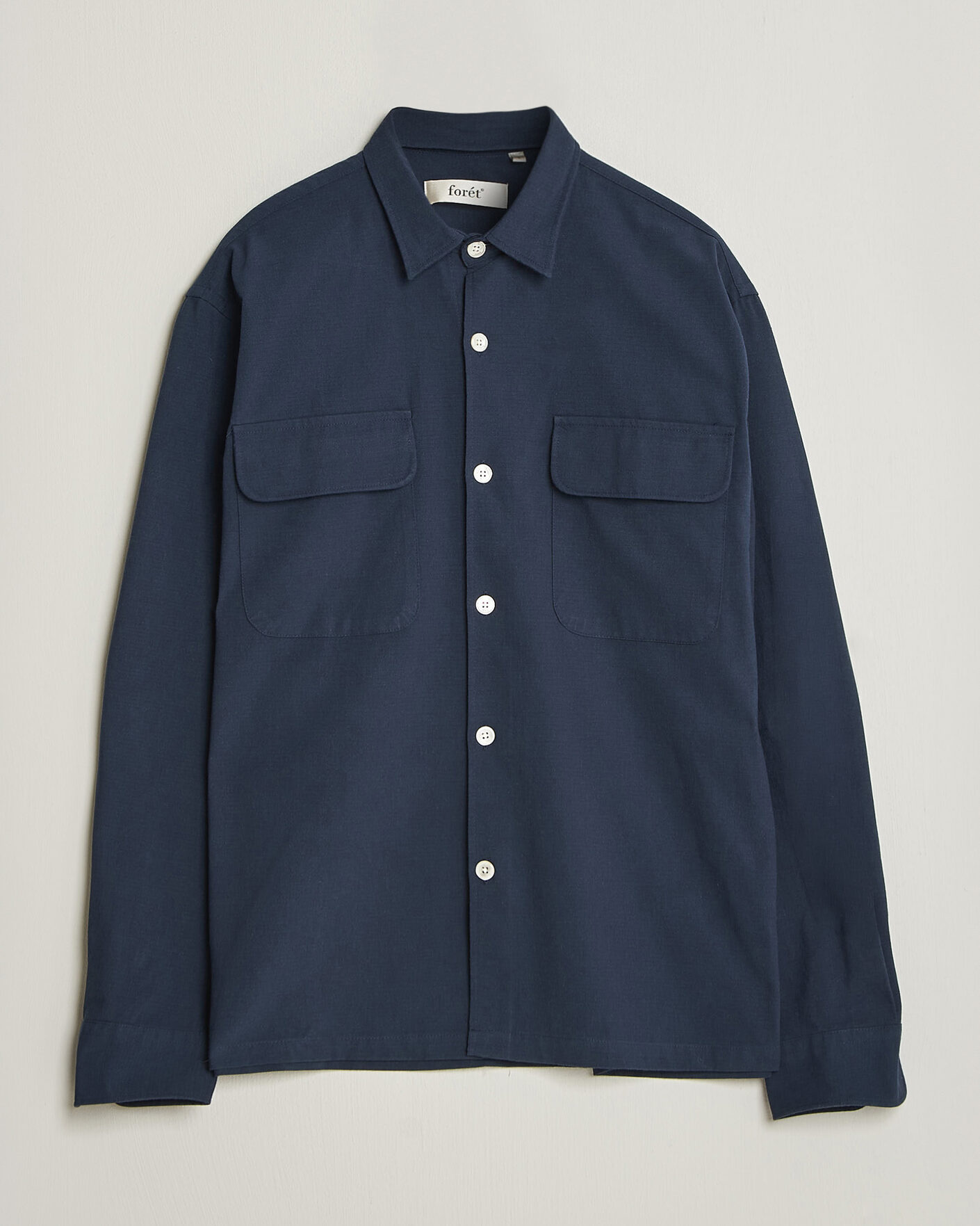 Herre | Skjorter | Forét | Lunar Relaxed Fit Textured Overshirt Navy