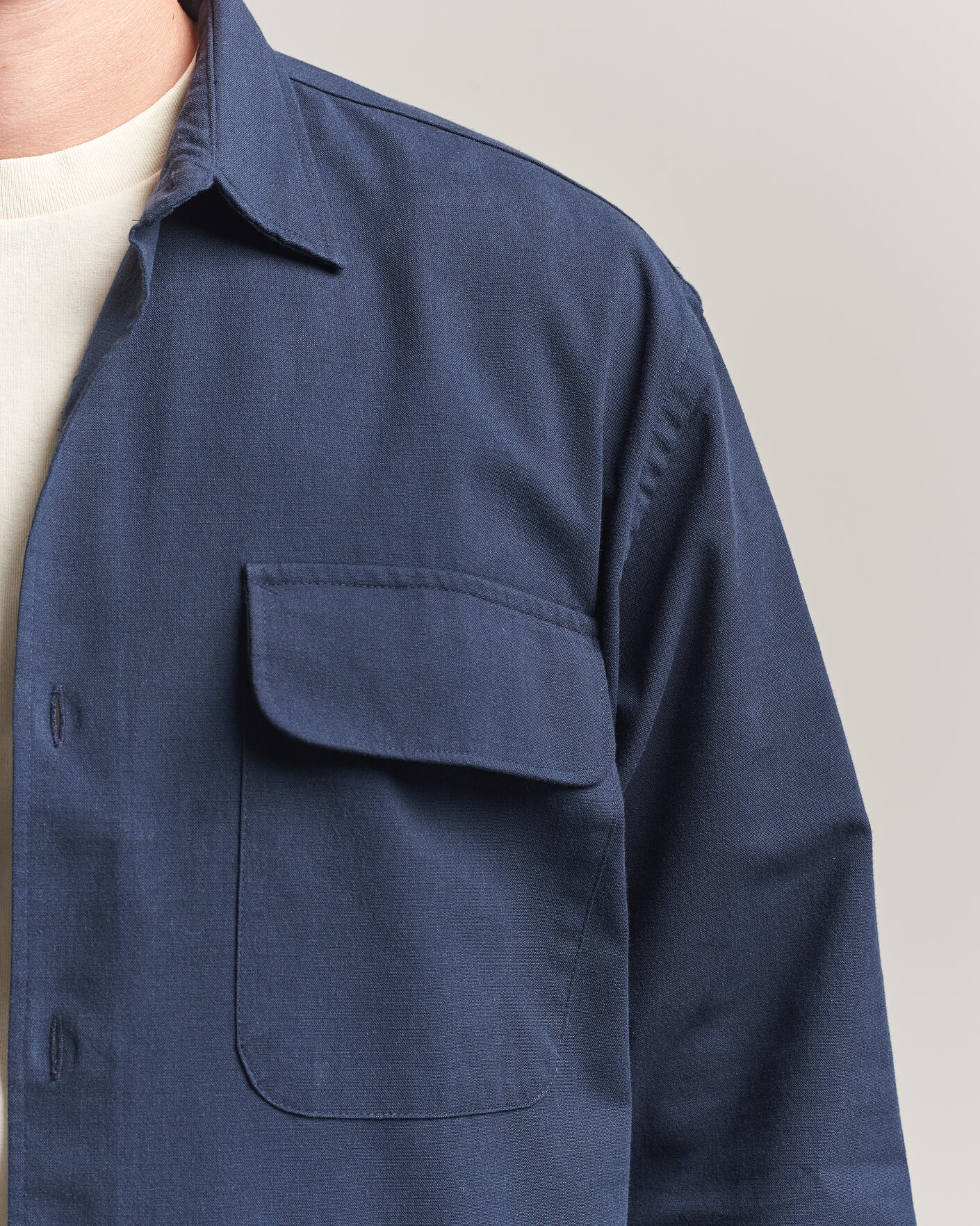 Herre | Skjorter | Forét | Lunar Relaxed Fit Textured Overshirt Navy