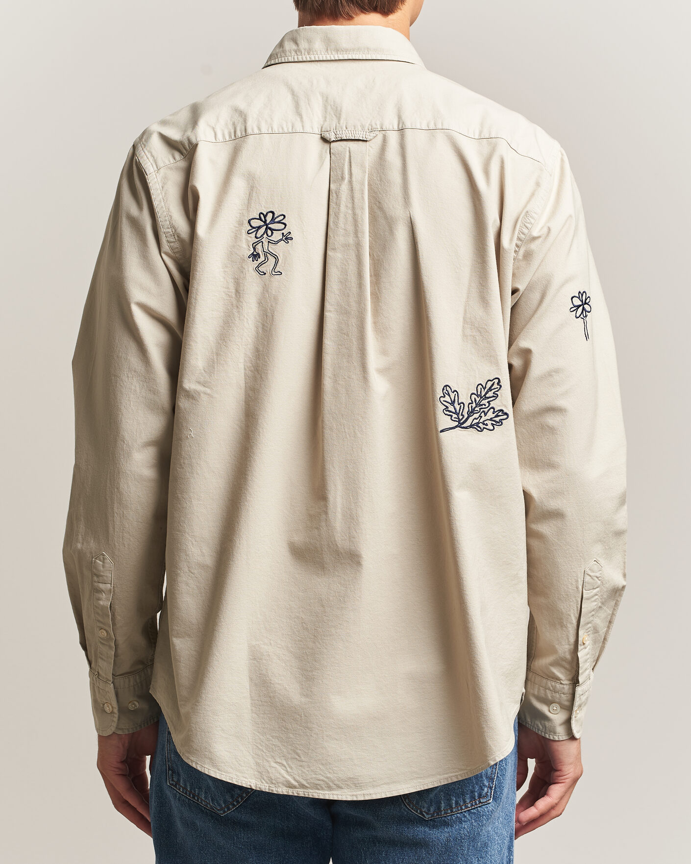 Herre | Skjorter | Forét | Maple Embroidery Oxford Shirt Oat