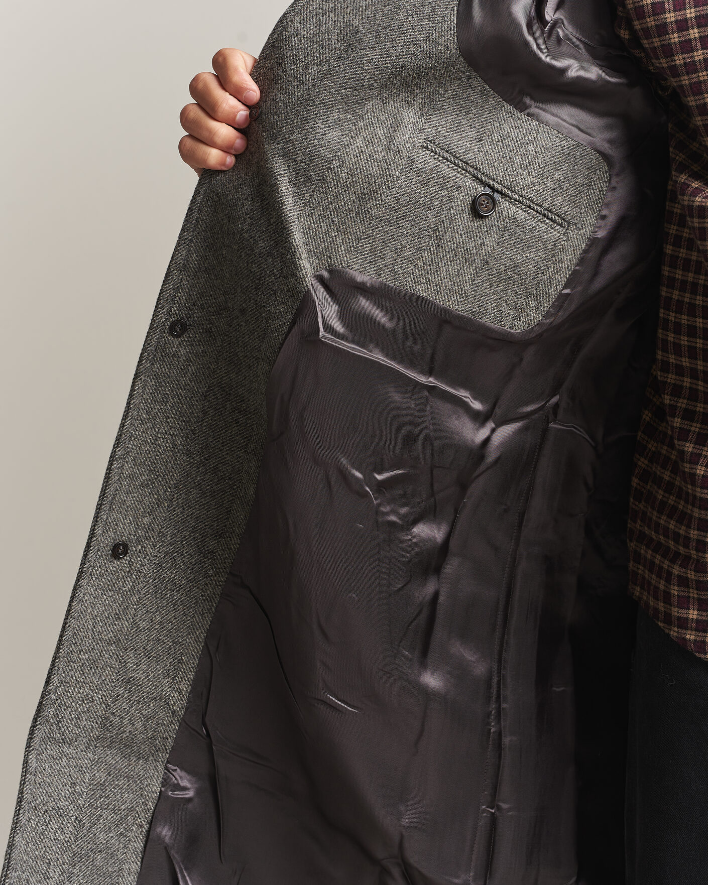 Herre | Jakker | Forét | Pine Wool Coat Grey Herringbone