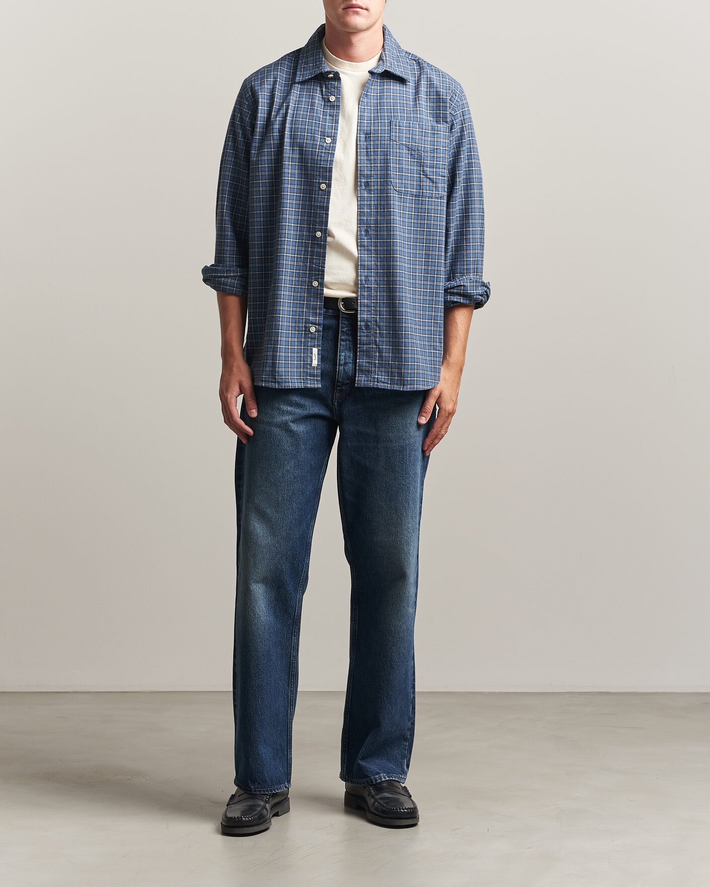 Herre | Skjorter | Forét | Ridge Flannel Check Shirt Navy