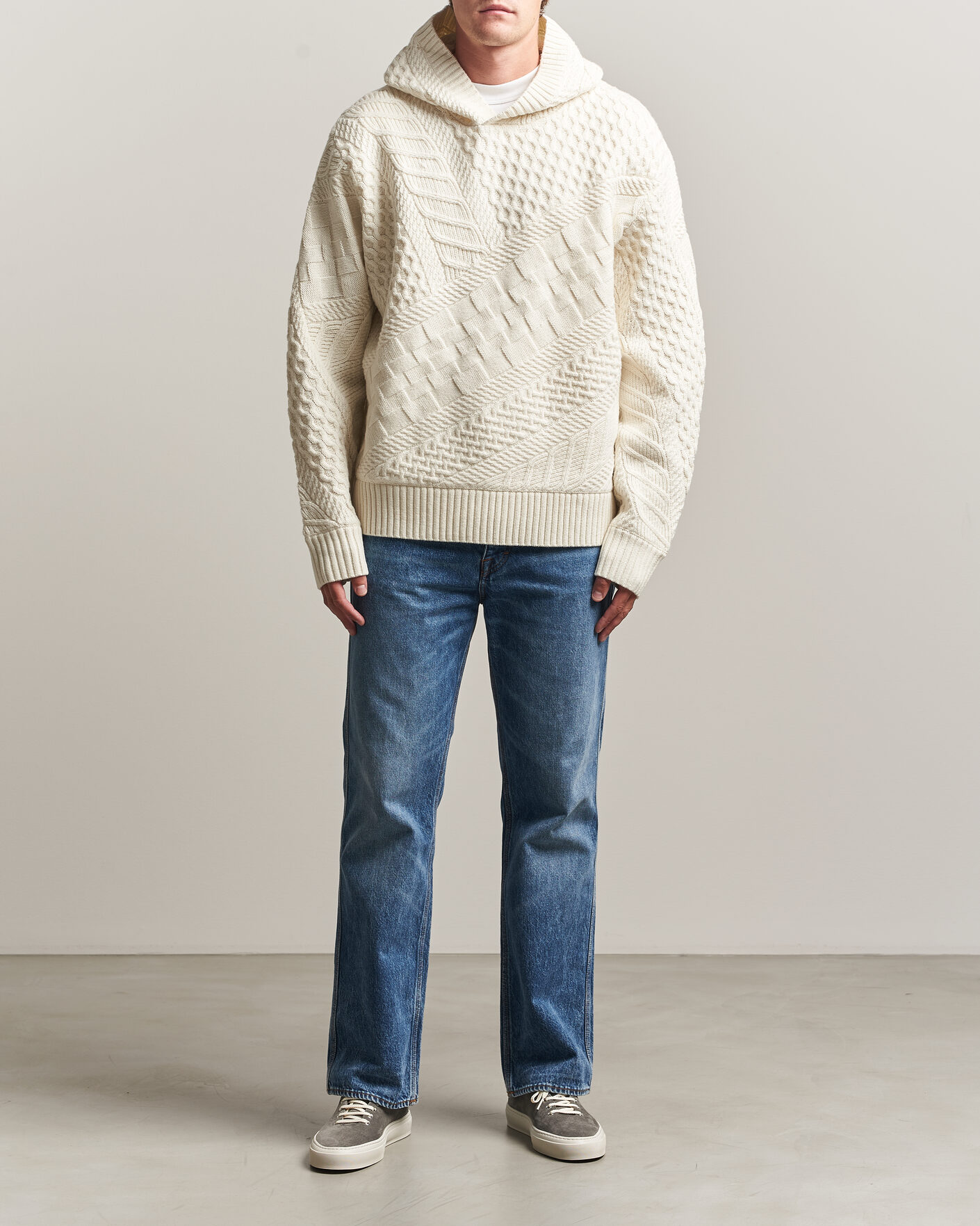 Herre | Gensere | J.Lindeberg | Savio Cable Knitted Hoodie Tofu