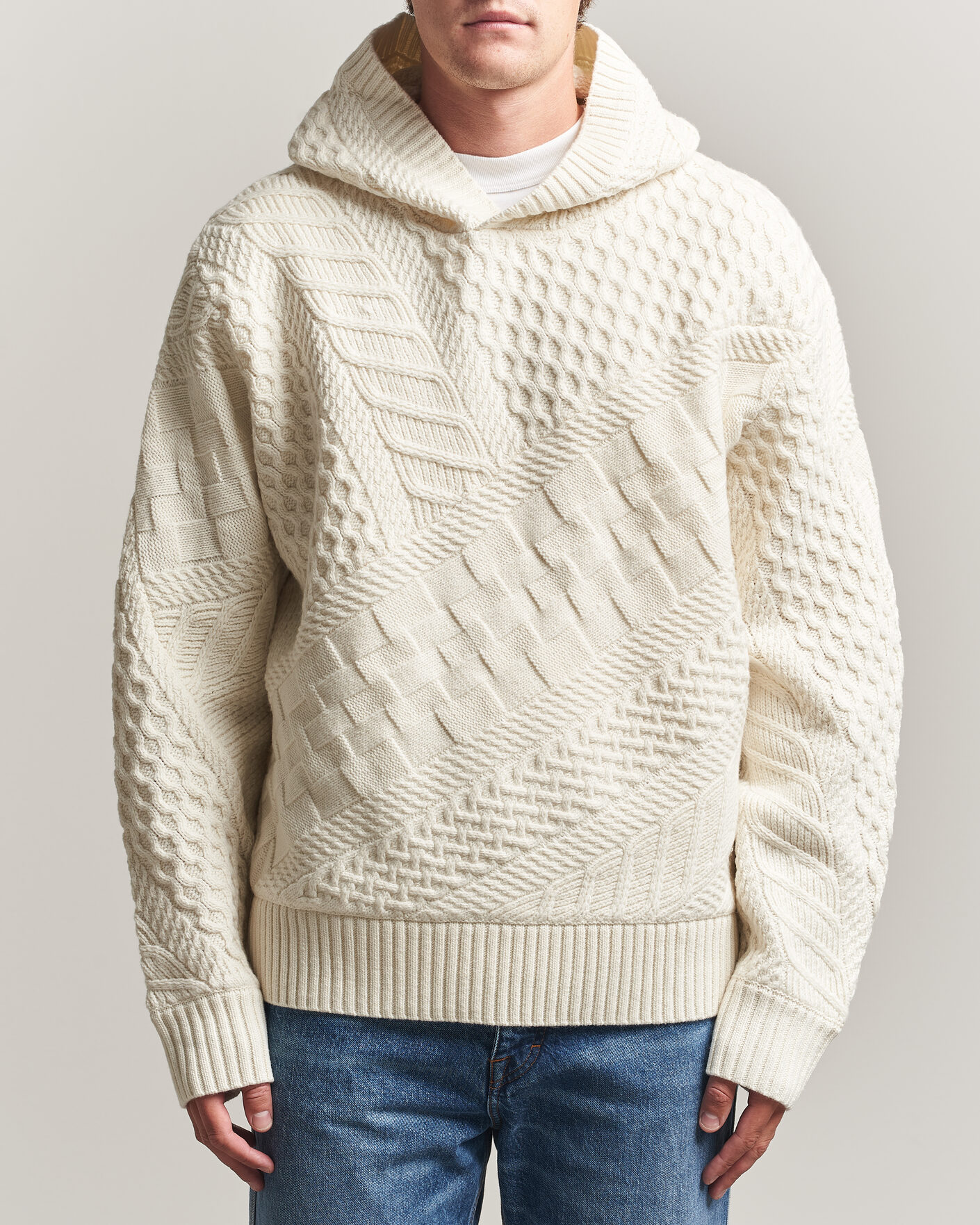 Herre | Gensere | J.Lindeberg | Savio Cable Knitted Hoodie Tofu