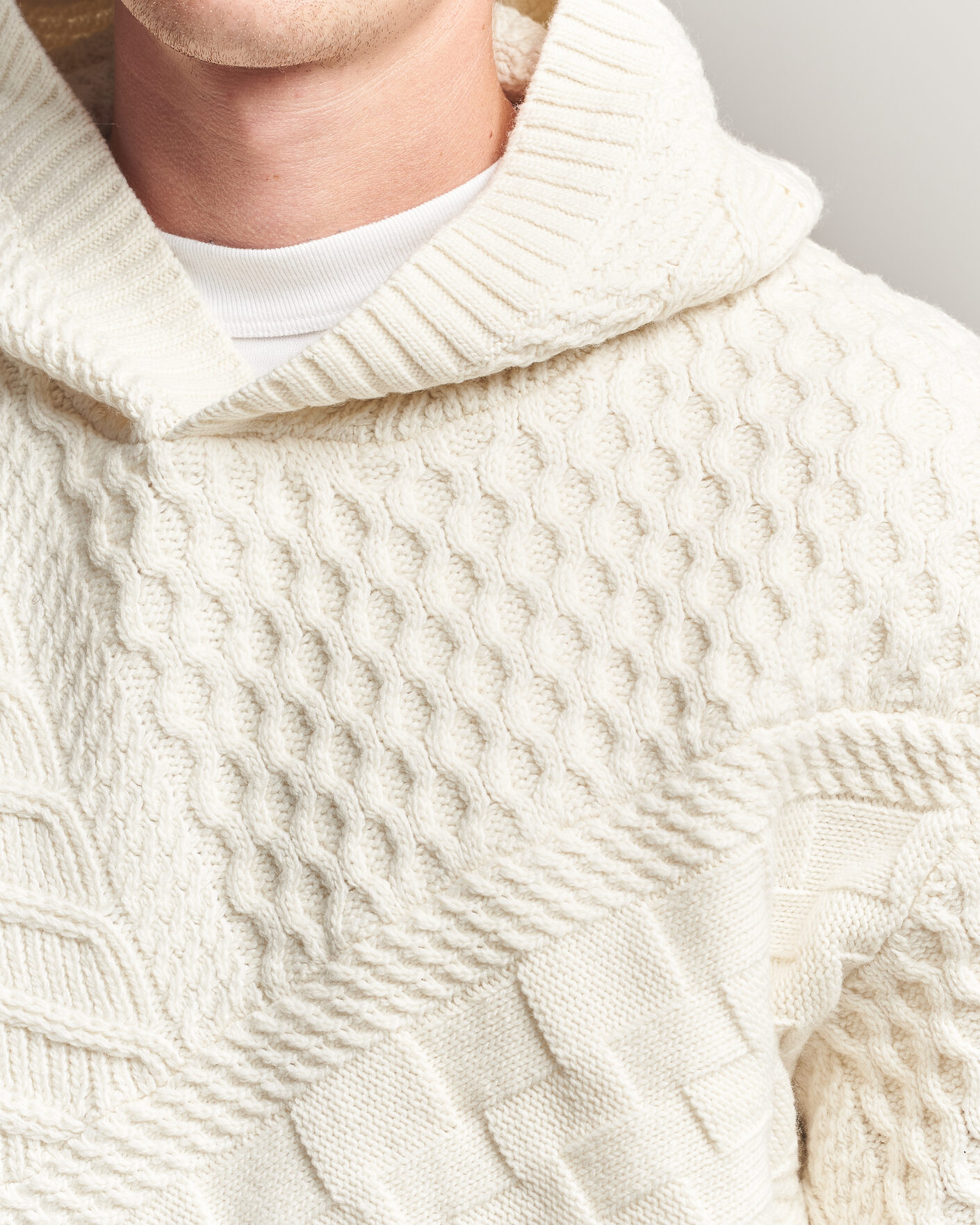 Herre | Gensere | J.Lindeberg | Savio Cable Knitted Hoodie Tofu