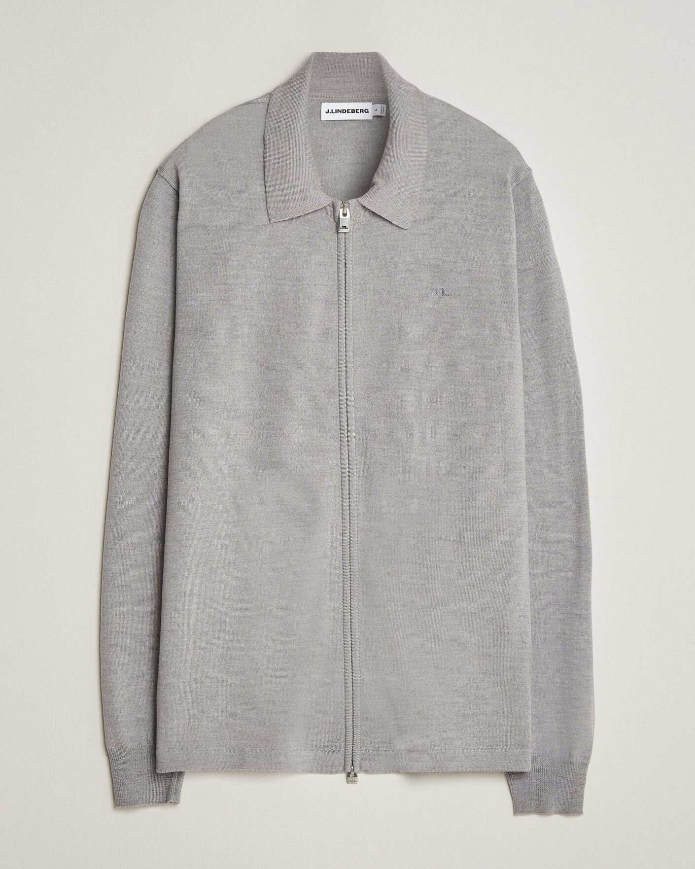 Herre | Gensere | J.Lindeberg | Kaleb Merino Full Zip Light Grey Melange
