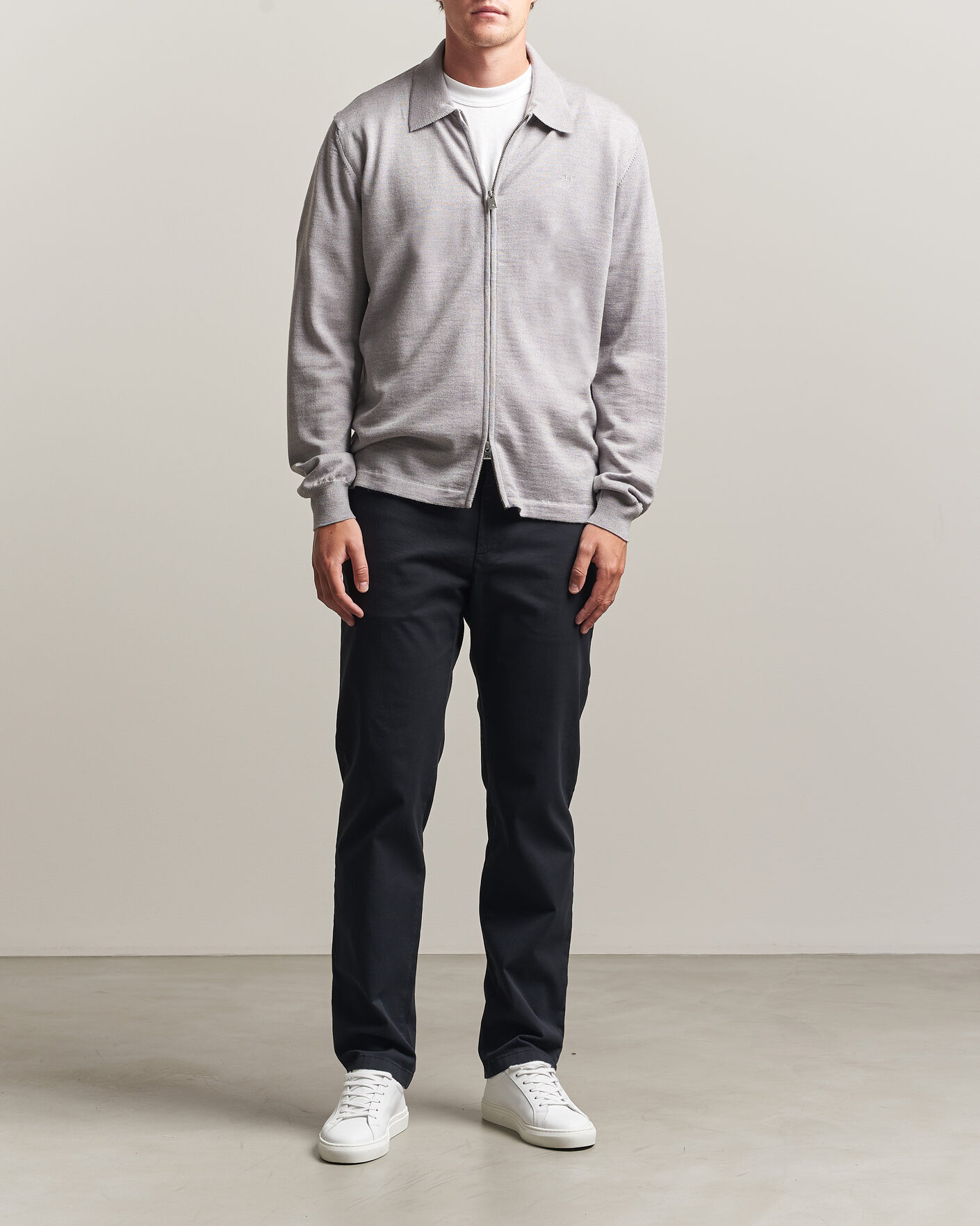 Herre | Gensere | J.Lindeberg | Kaleb Merino Full Zip Light Grey Melange