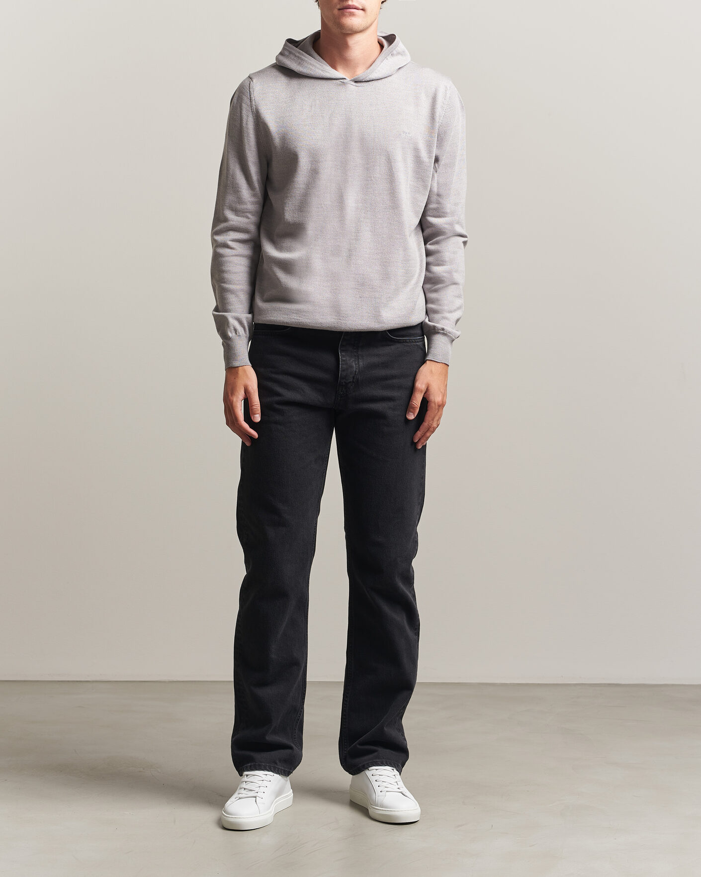 Herre | Gensere | J.Lindeberg | Karl Merino Hoodie Light Grey Melange