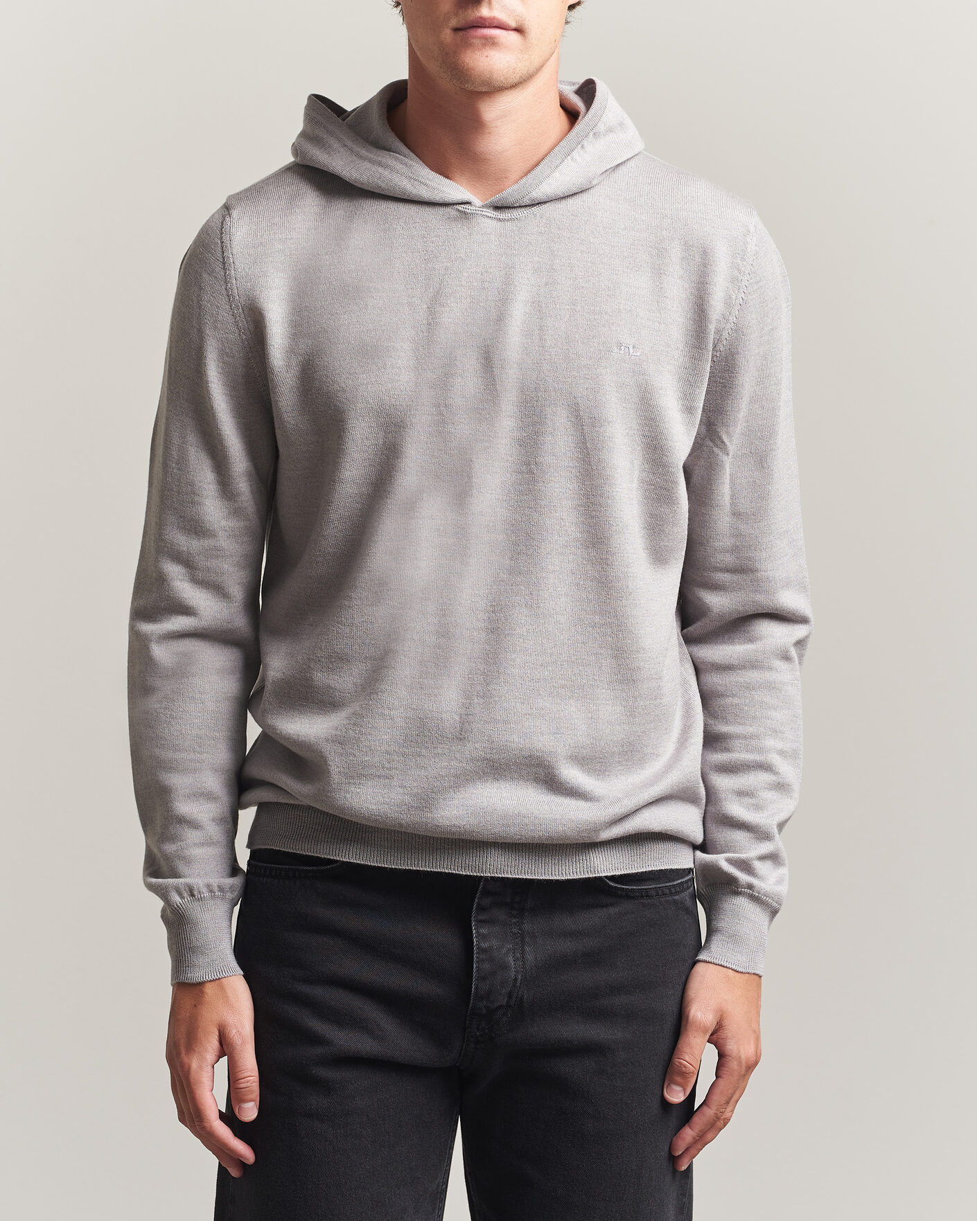 Herre | Gensere | J.Lindeberg | Karl Merino Hoodie Light Grey Melange