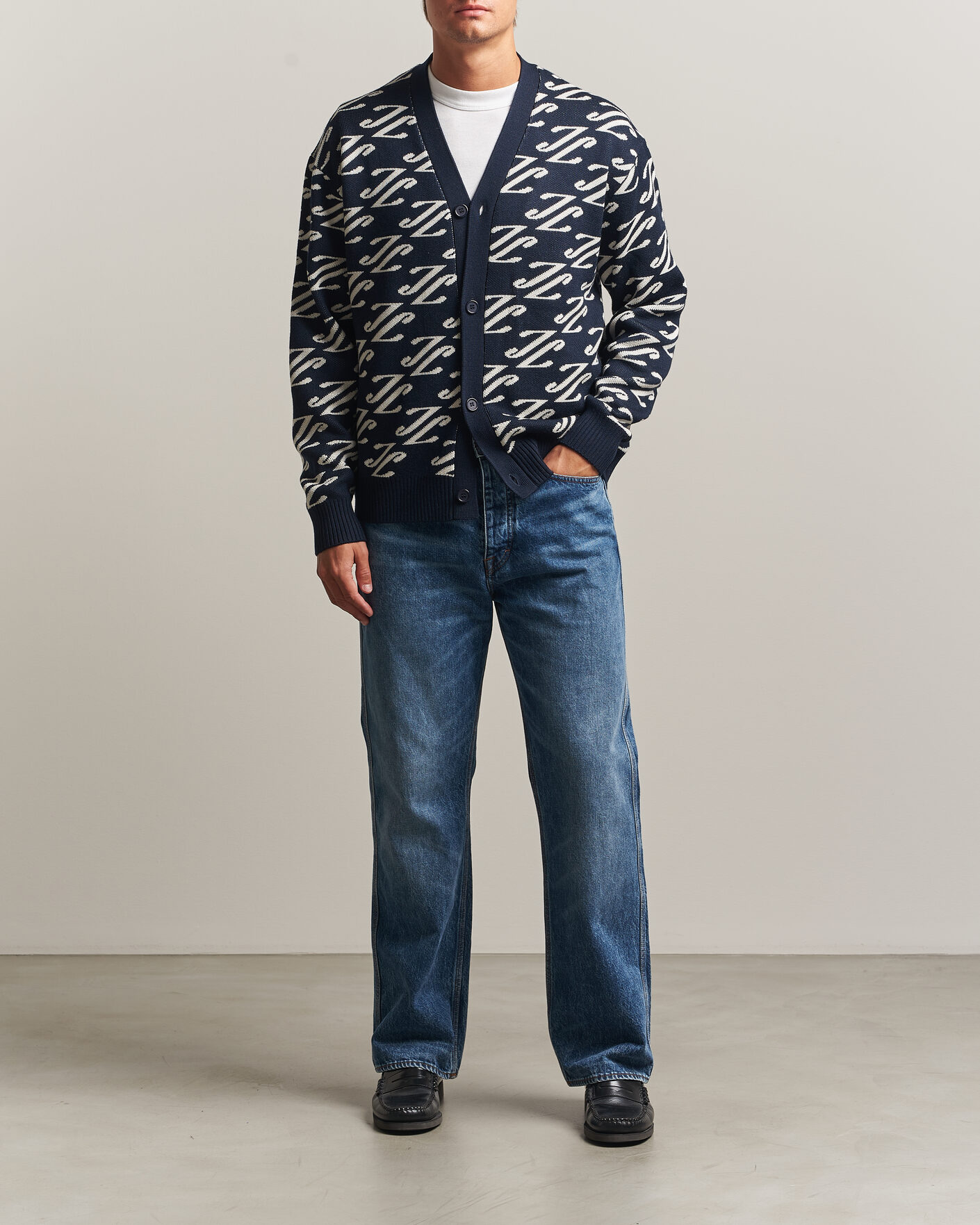 Herre | Gensere | J.Lindeberg | Denny Jacquard Cardigan JL Navy