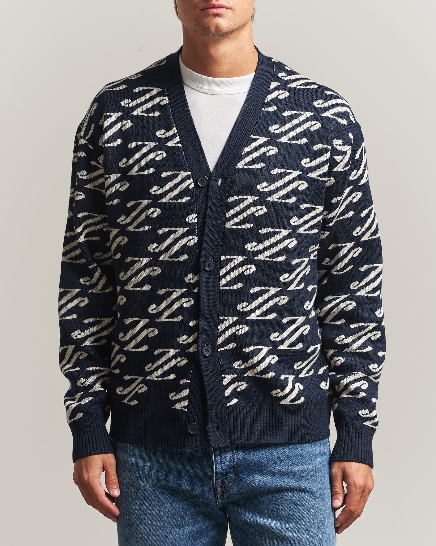 Herre | Gensere | J.Lindeberg | Denny Jacquard Cardigan JL Navy