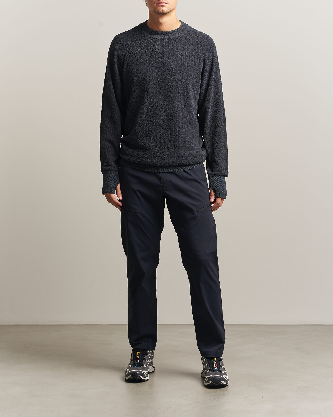 Herre | Gensere | Goldwin | Mesh Pile Crew Neck Wolf Gray