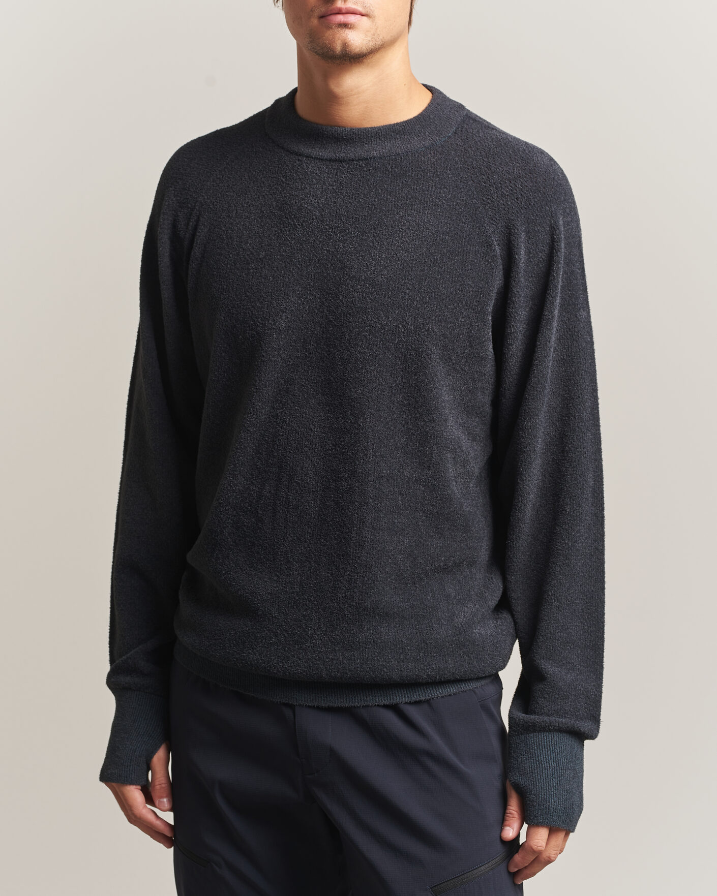 Herre | Gensere | Goldwin | Mesh Pile Crew Neck Wolf Gray