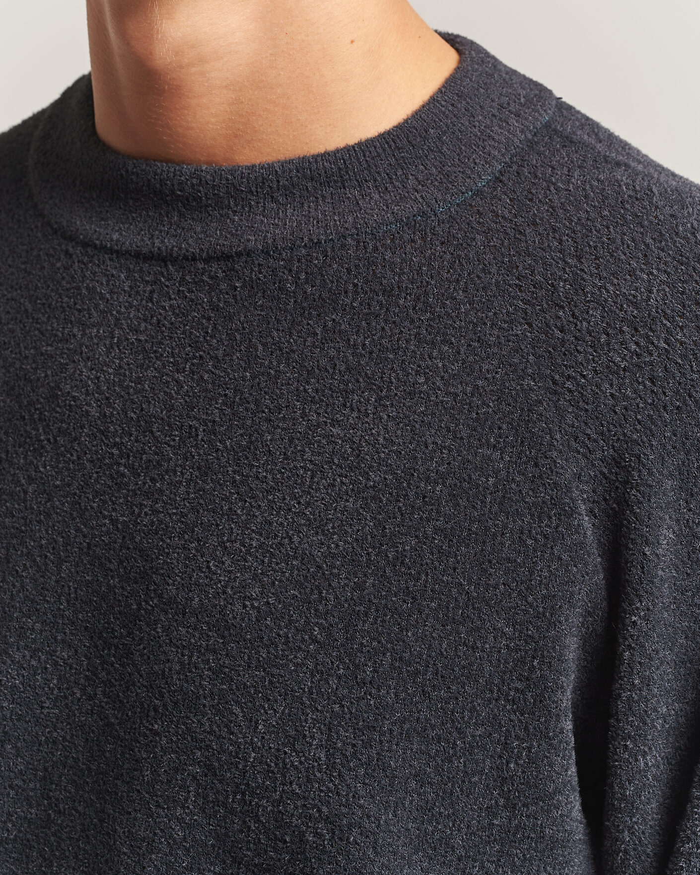 Herre | Gensere | Goldwin | Mesh Pile Crew Neck Wolf Gray