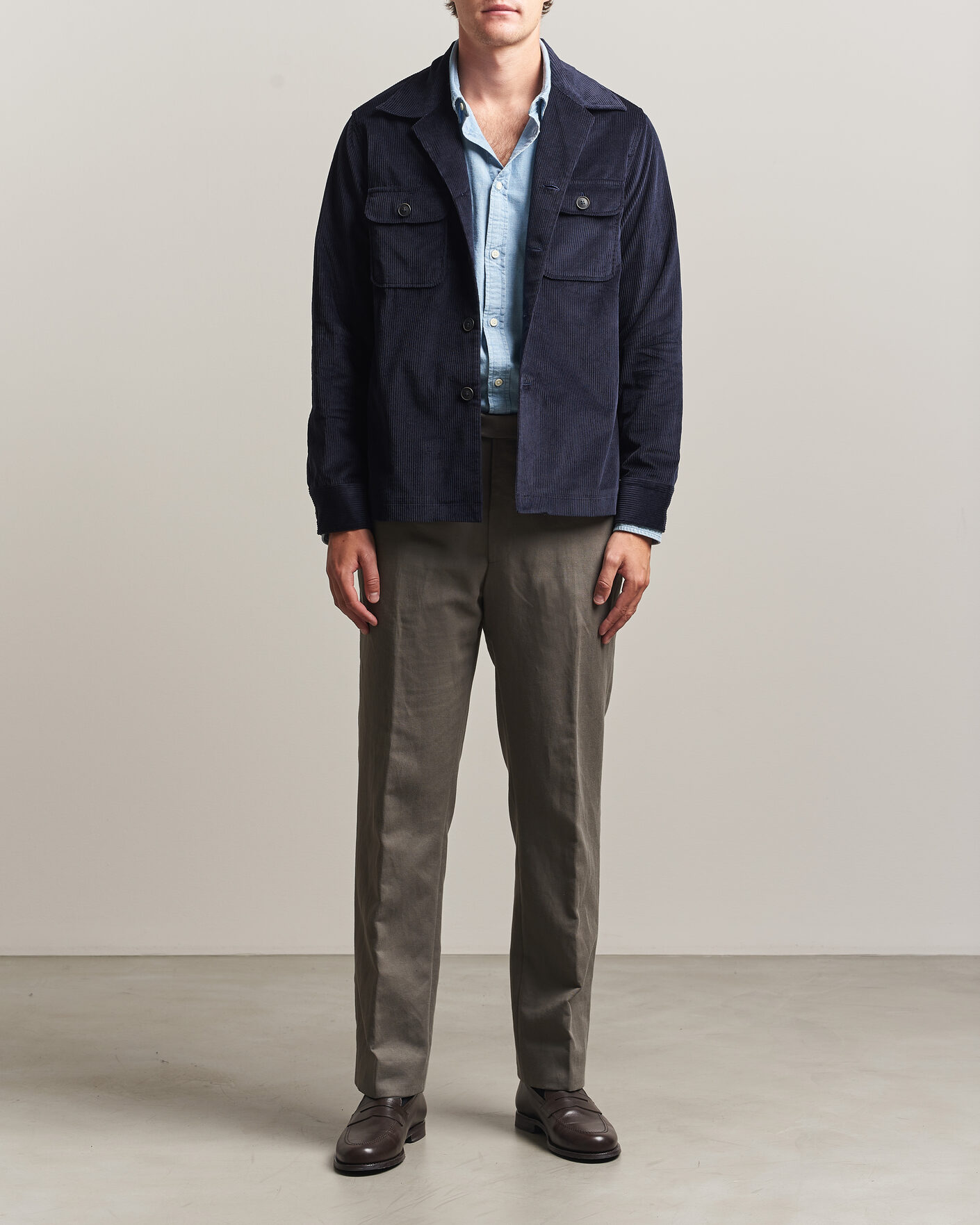 Herre | Skjorter | Grigio | Corduroy Overshirt Navy