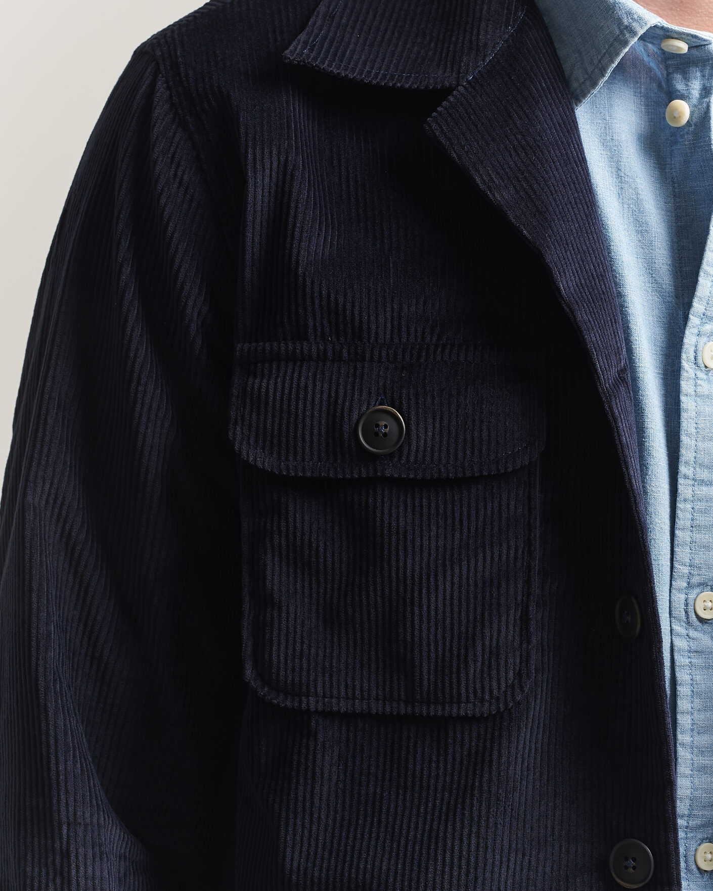 Herre | Skjorter | Grigio | Corduroy Overshirt Navy