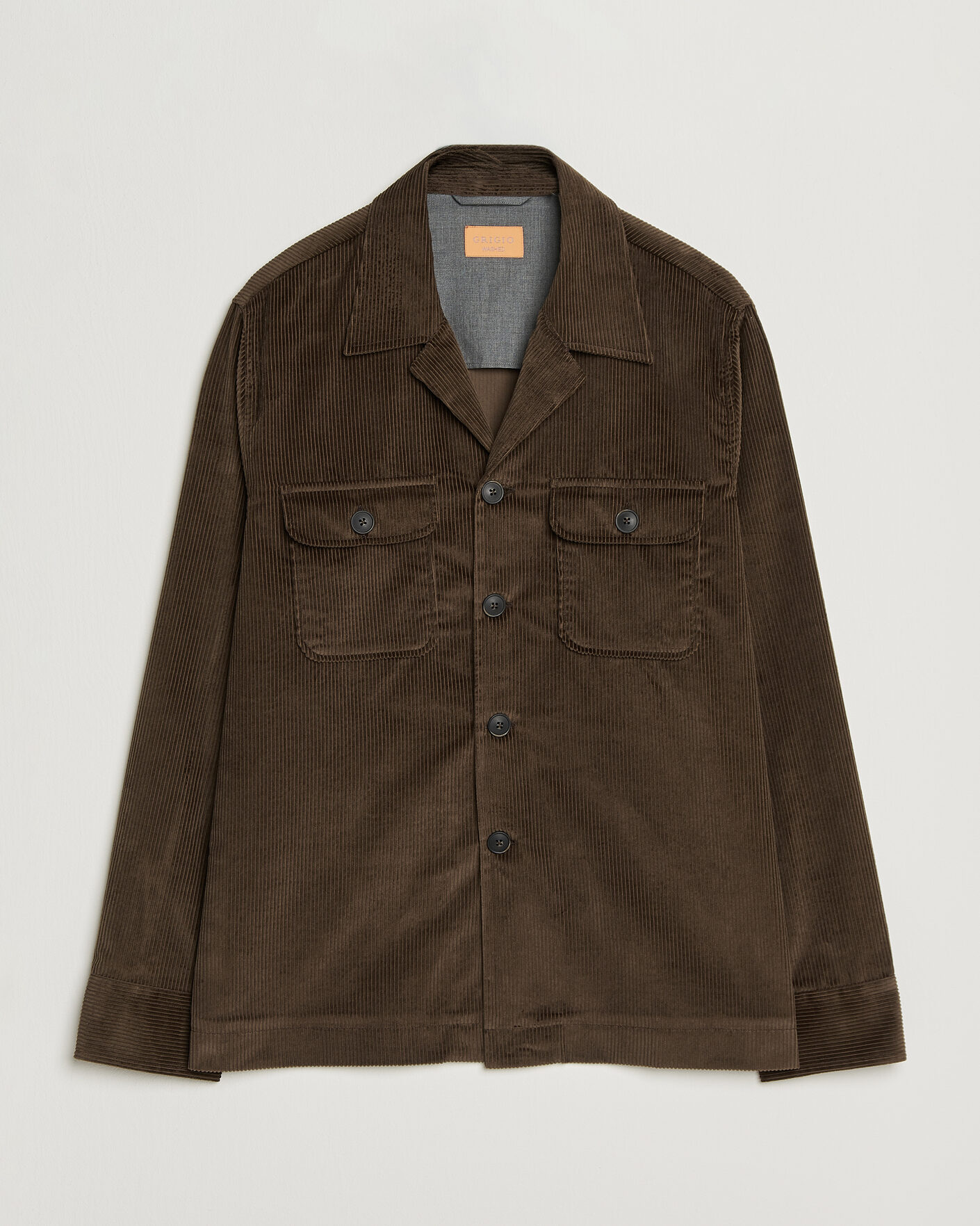 Herre | Skjorter | Grigio | Corduroy Overshirt Dark Brown