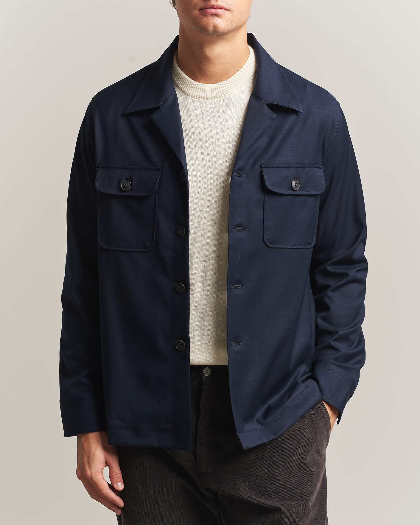 Herre | Skjorter | Grigio | Twill Overshirt Navy